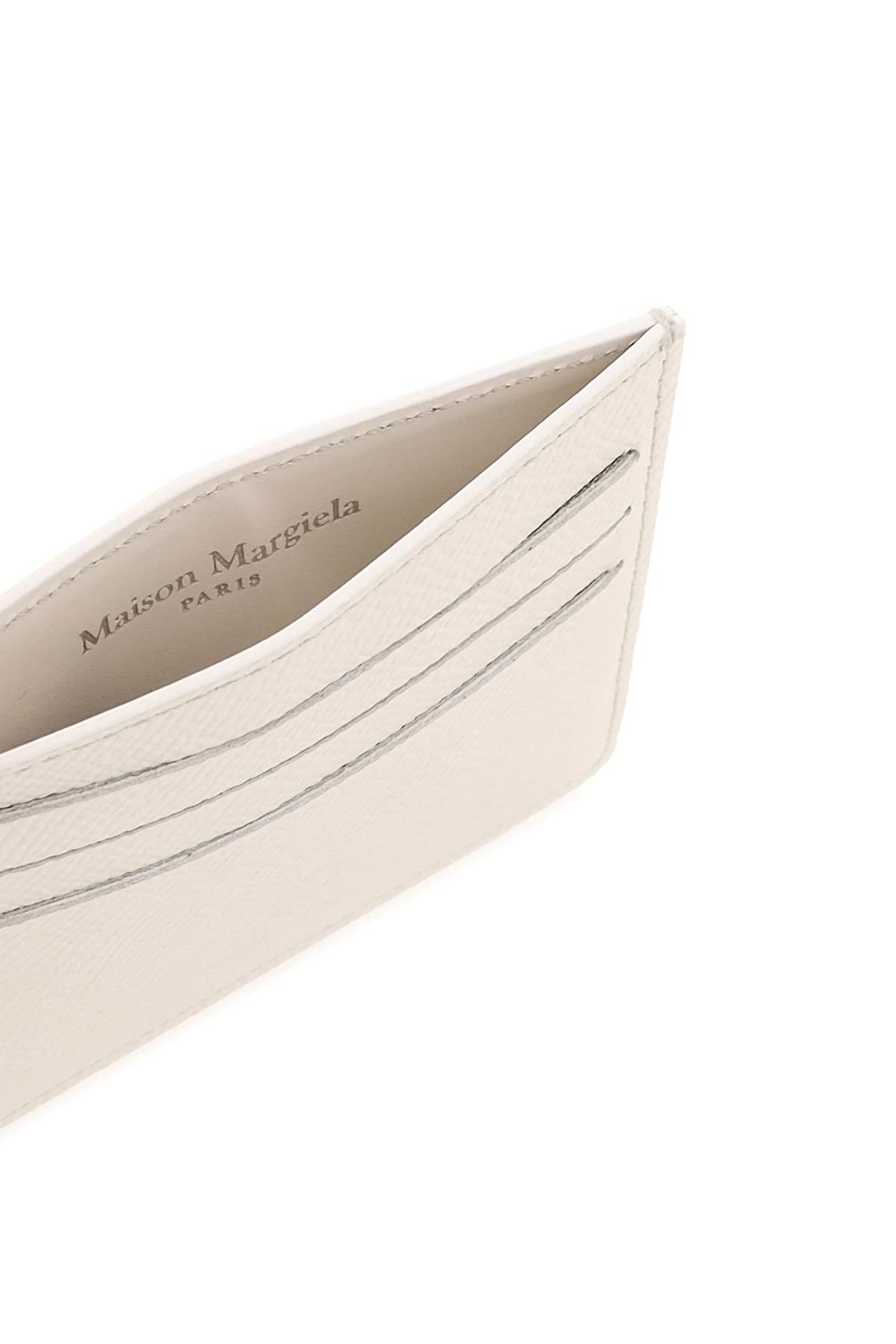Shop Maison Margiela Leather Cardholder In White (white)