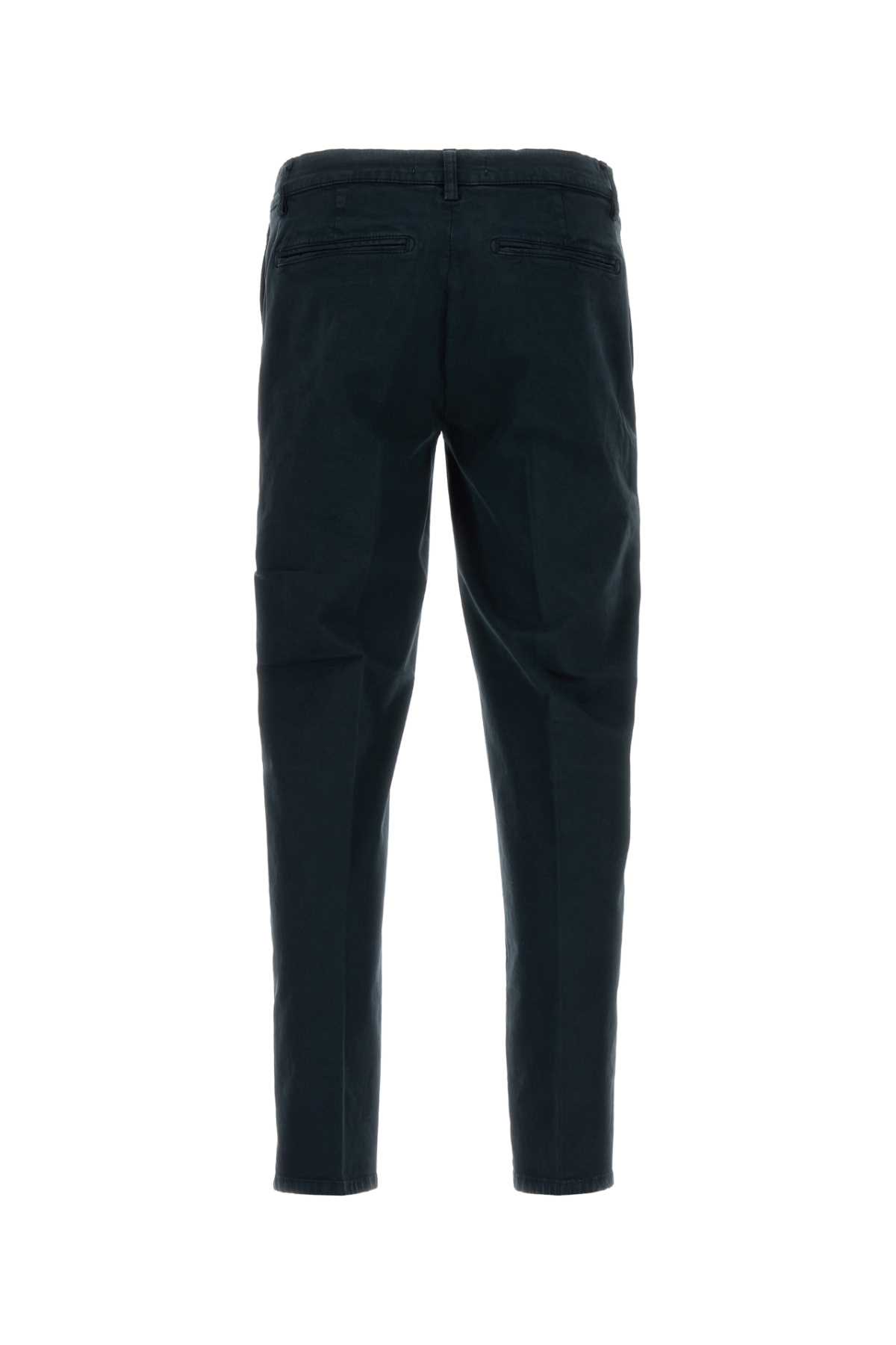 Pt Torino Navy Blue Stretch Cotton Reggae Pant In Green
