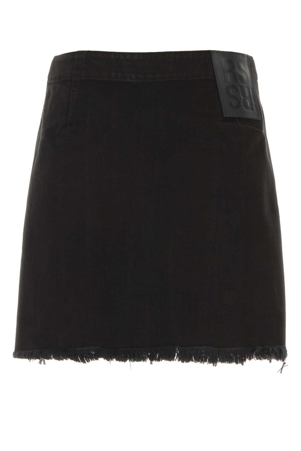 Shop Raf Simons Black Denim Skirt In 0099
