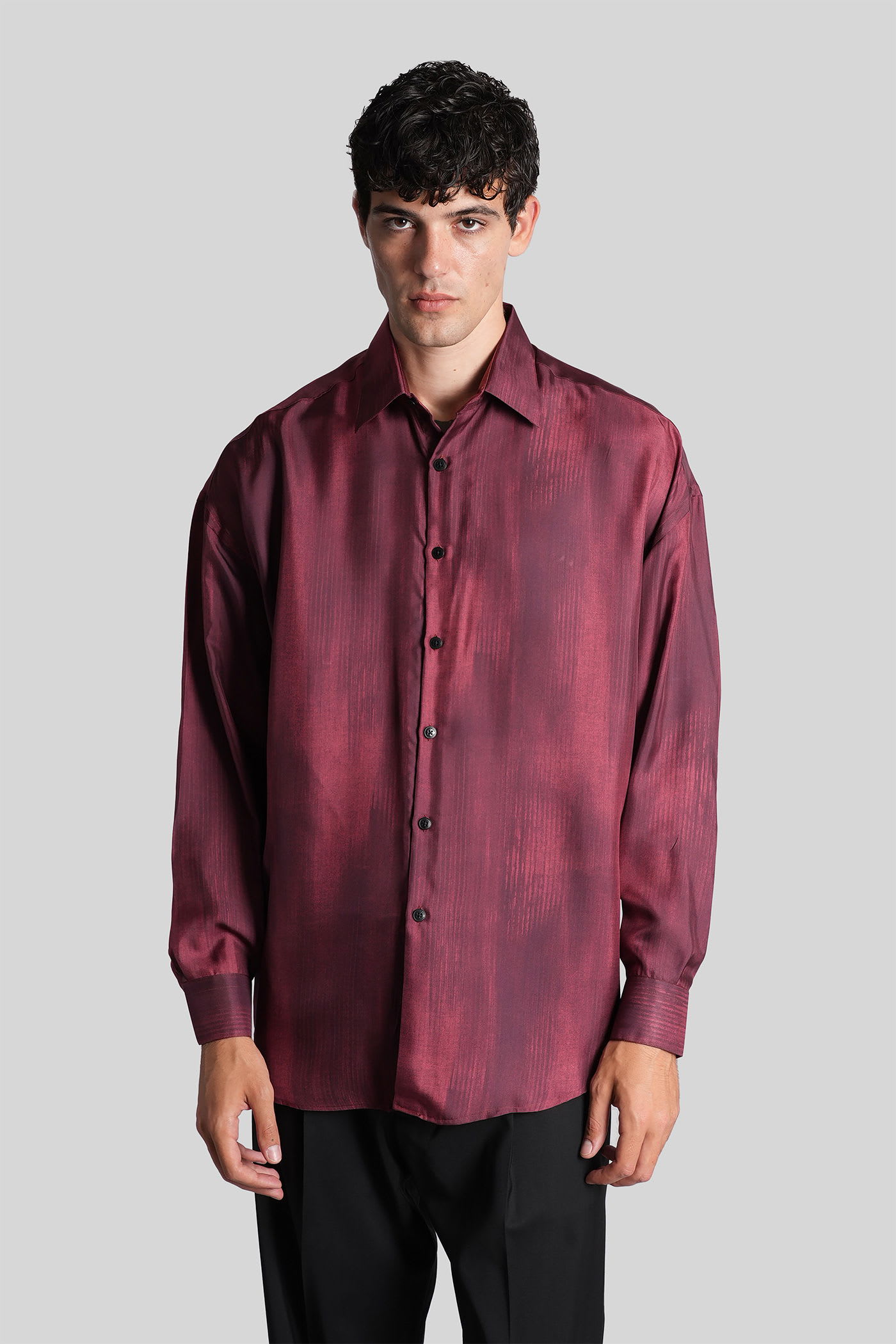 Costumein Valentino Shirt In Bordeaux Silk In Burgundy