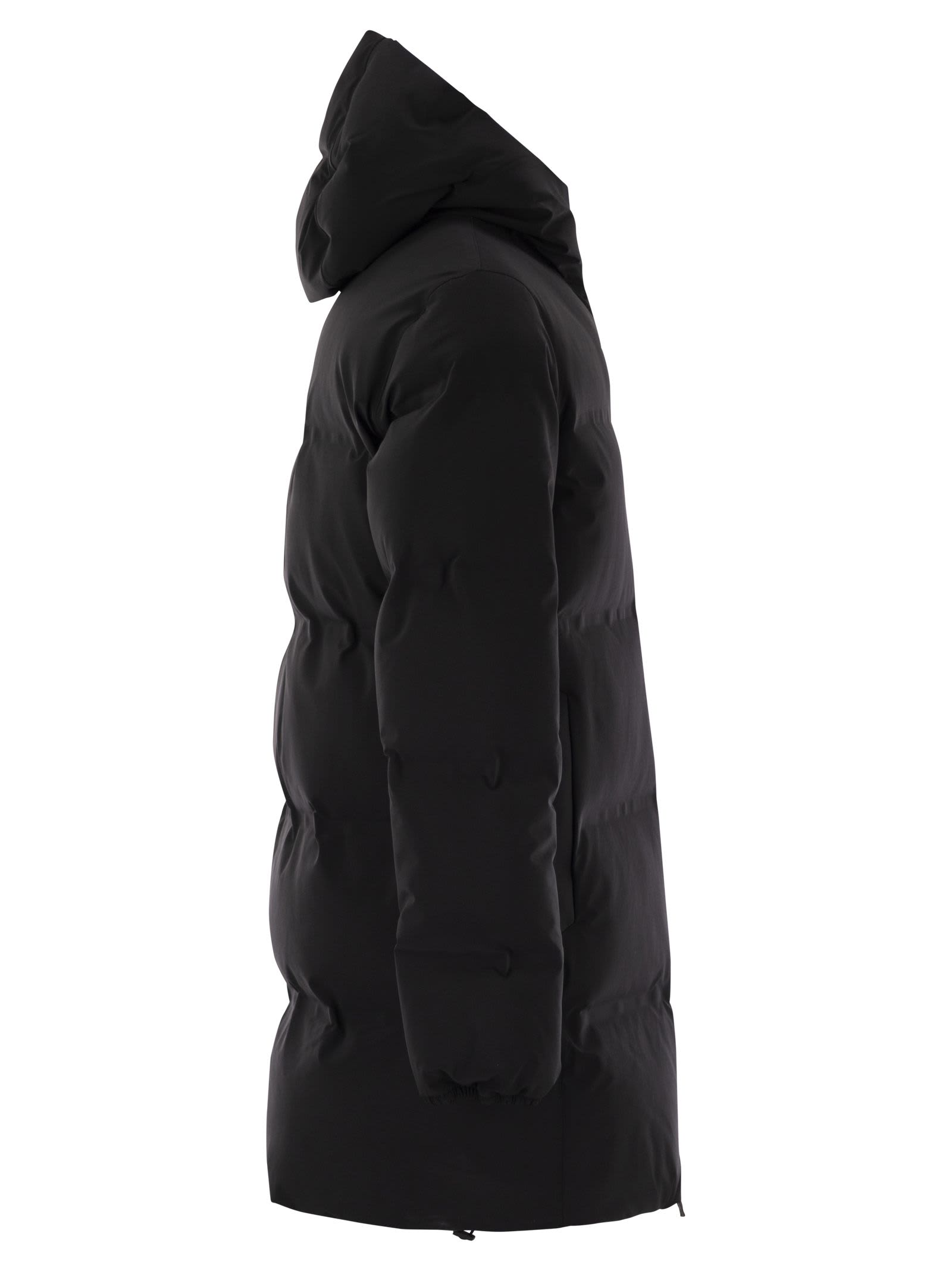 Herno Men New Impact Long Down Jacket With Hood In Black