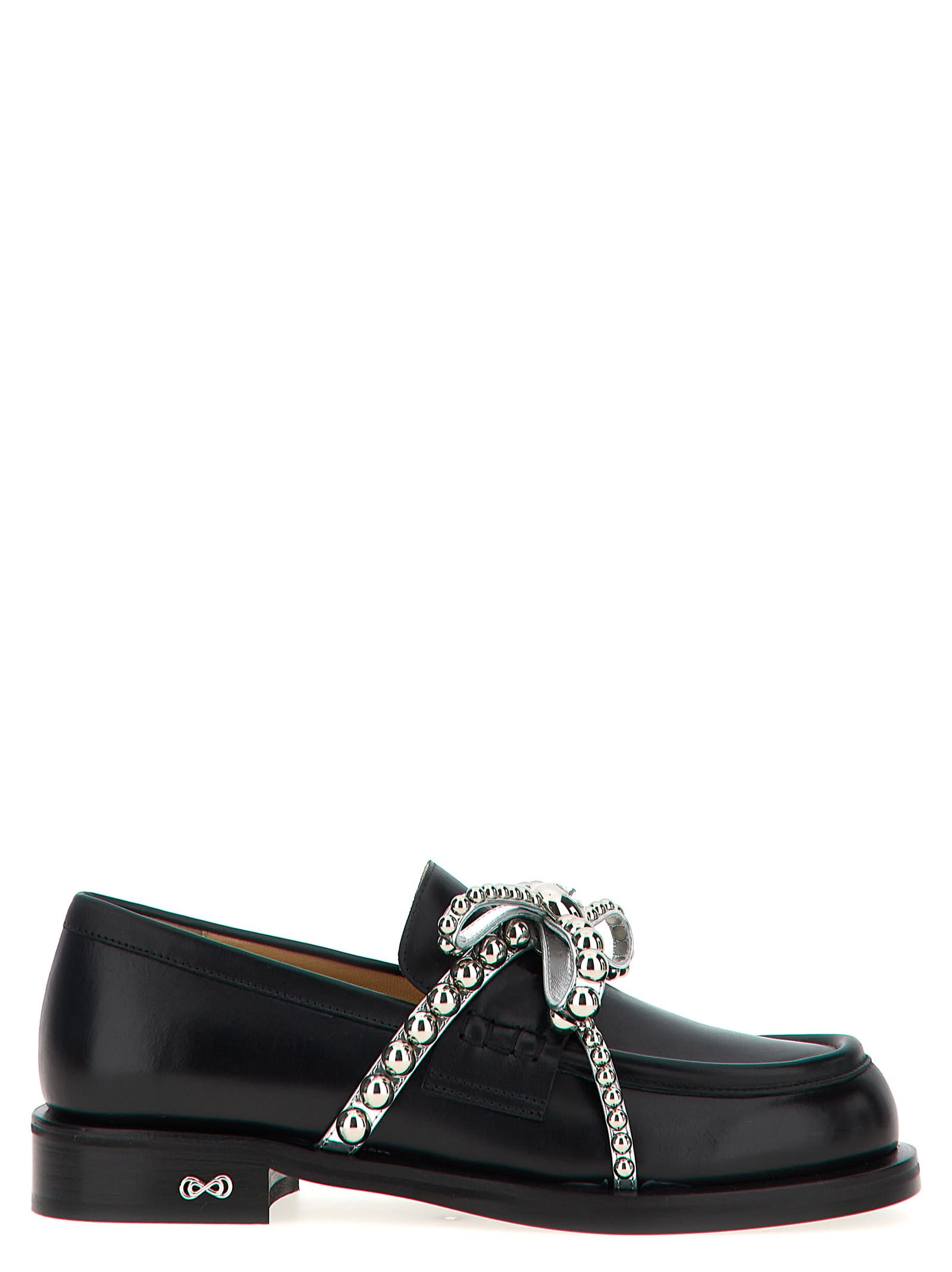 Shop Mach &amp; Mach Crystal Studs Loafers In Black