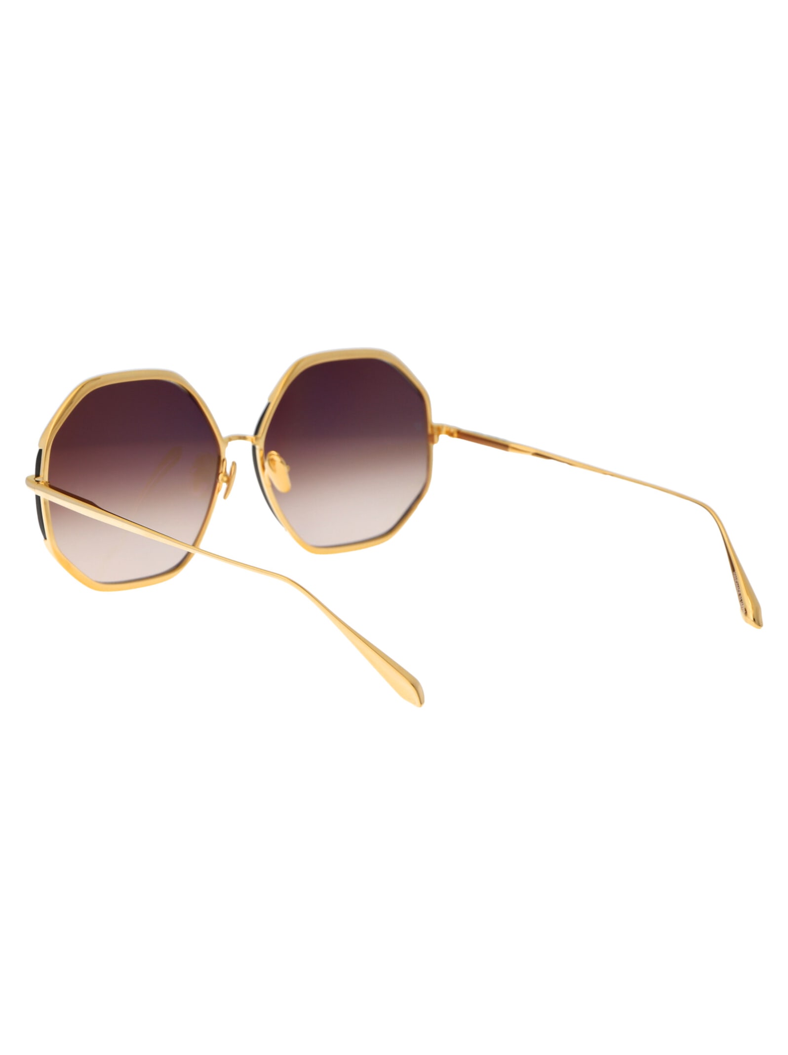Shop Linda Farrow Camila Sunglasses In Yellowgold/browngrad