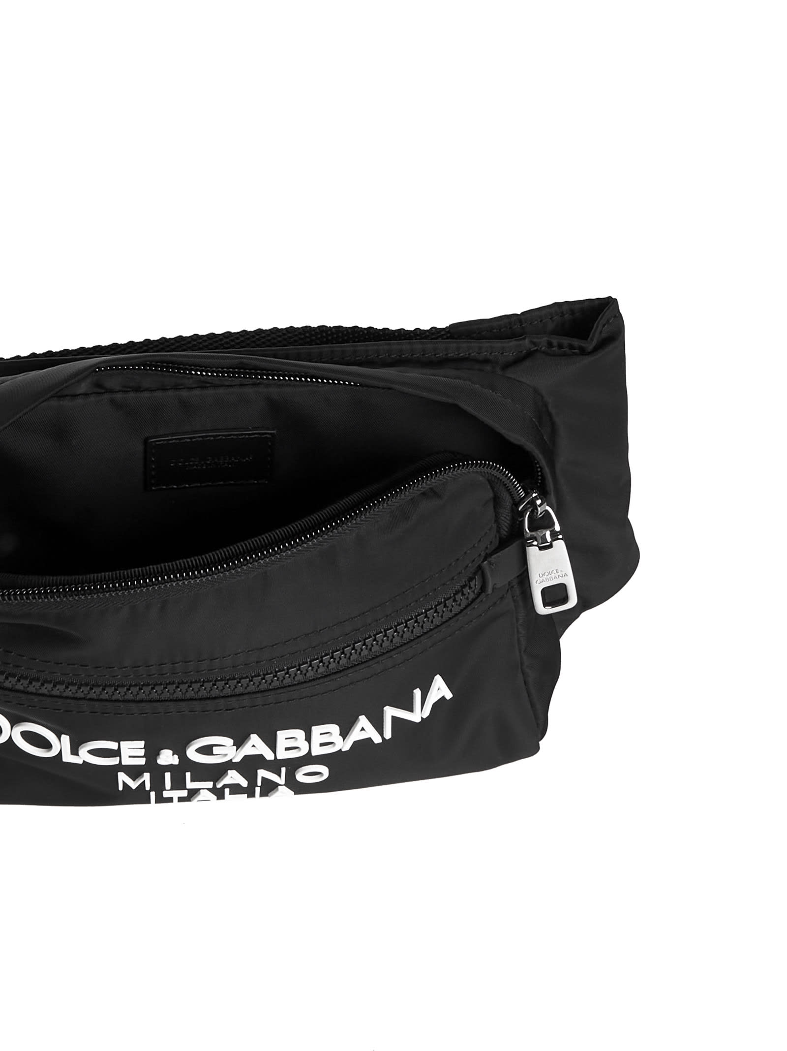 Dolce & Gabbana Nylon Beltpack Bag With Logo In Black