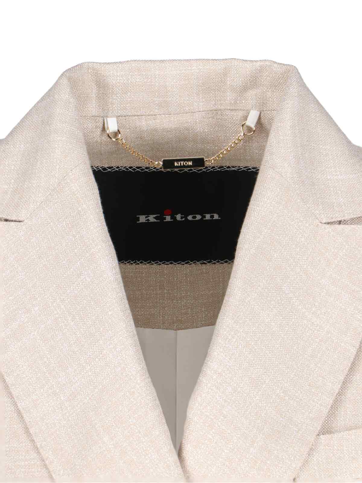 Kiton Double-breasted Jacket With Notch Lapels And Back Vent In Beige