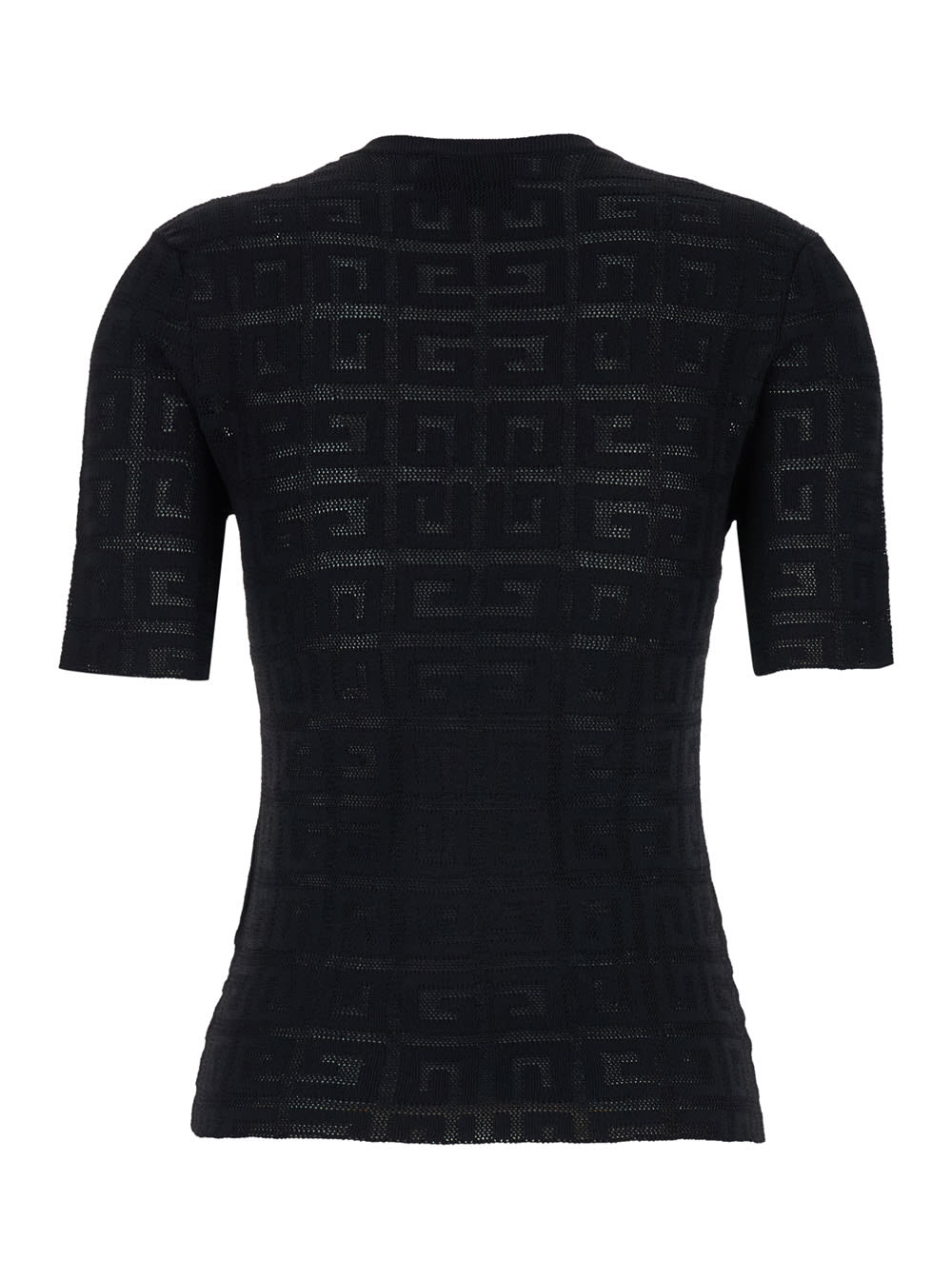 Shop Givenchy Black Crewneck T-shirt With All-over 4g Logo In Viscose Stretch Woman