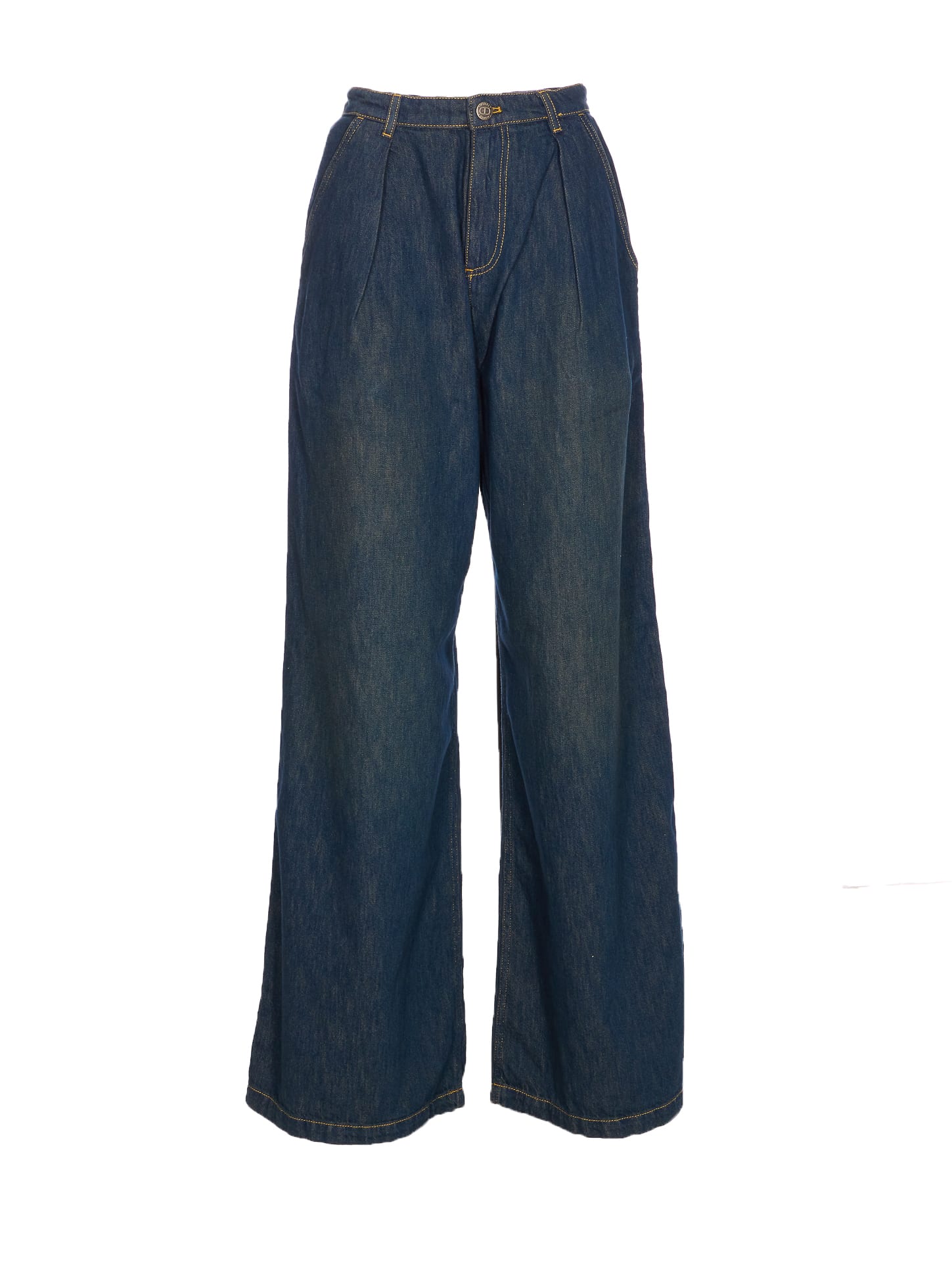 Twinset Wide Leg Trousers Front Pleats In Blue