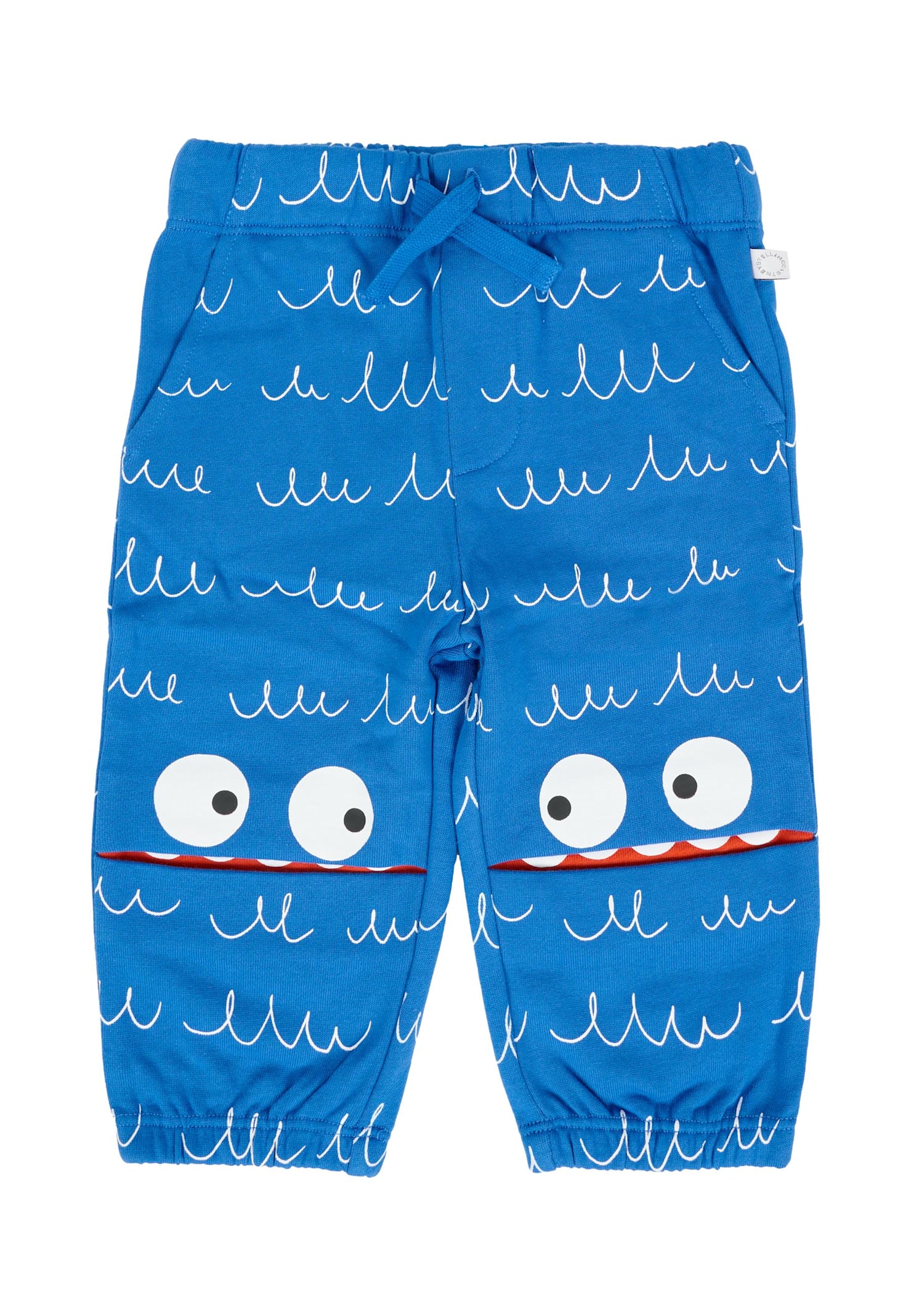 Stella Mccartney Blue Sweatpants For Baby Boy With Yetis In Blue