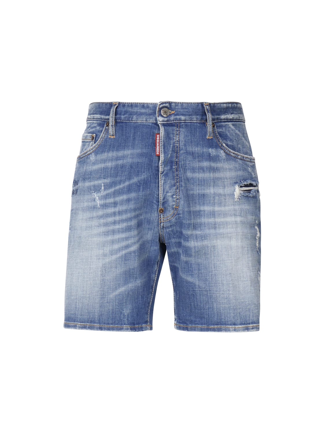 Dsquared2 Denim Shorts With A Worn Effect In Blue
