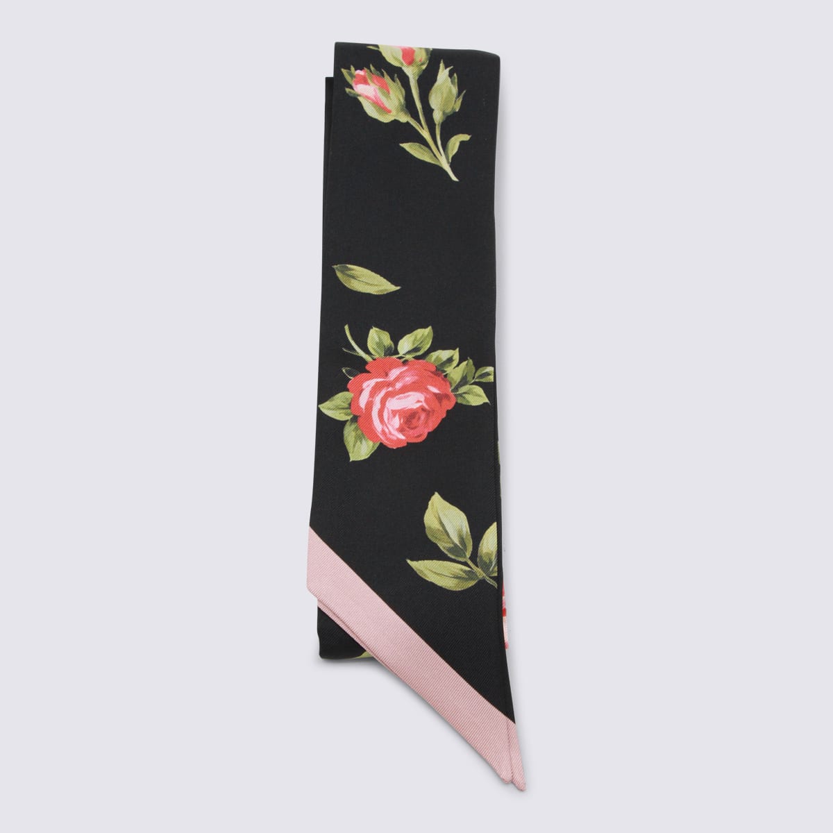 Dolce & Gabbana Black And Pink Silk Scarf
