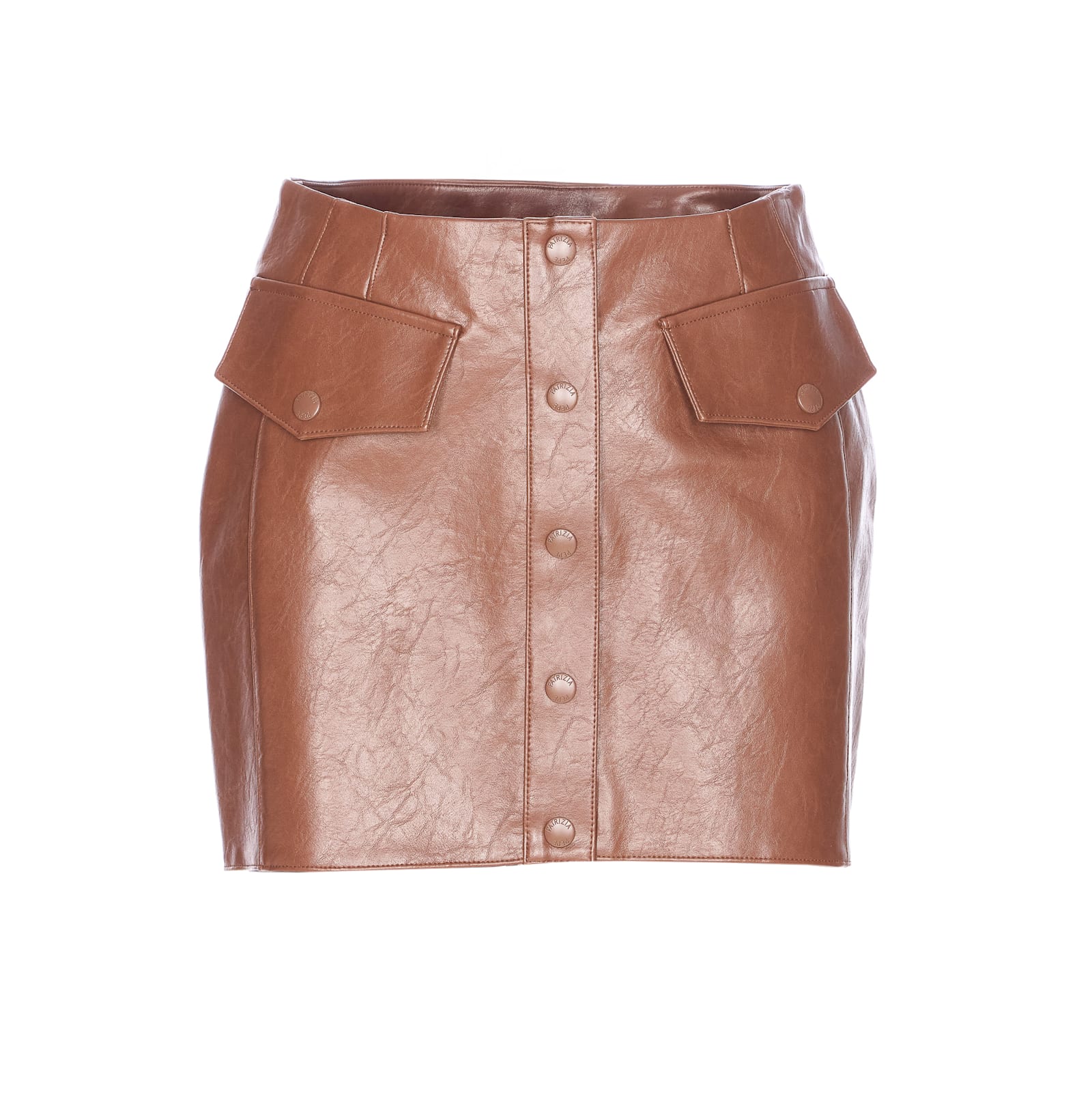 Patrizia Pepe Faux Leather Mini Skirt In Brown