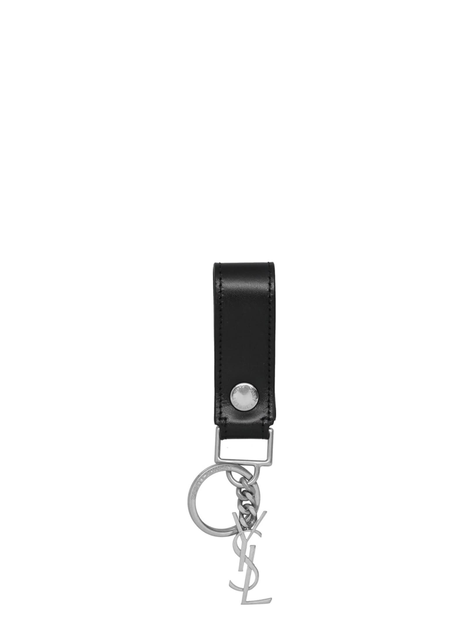 Shop Saint Laurent Monogramme Keyring In Black