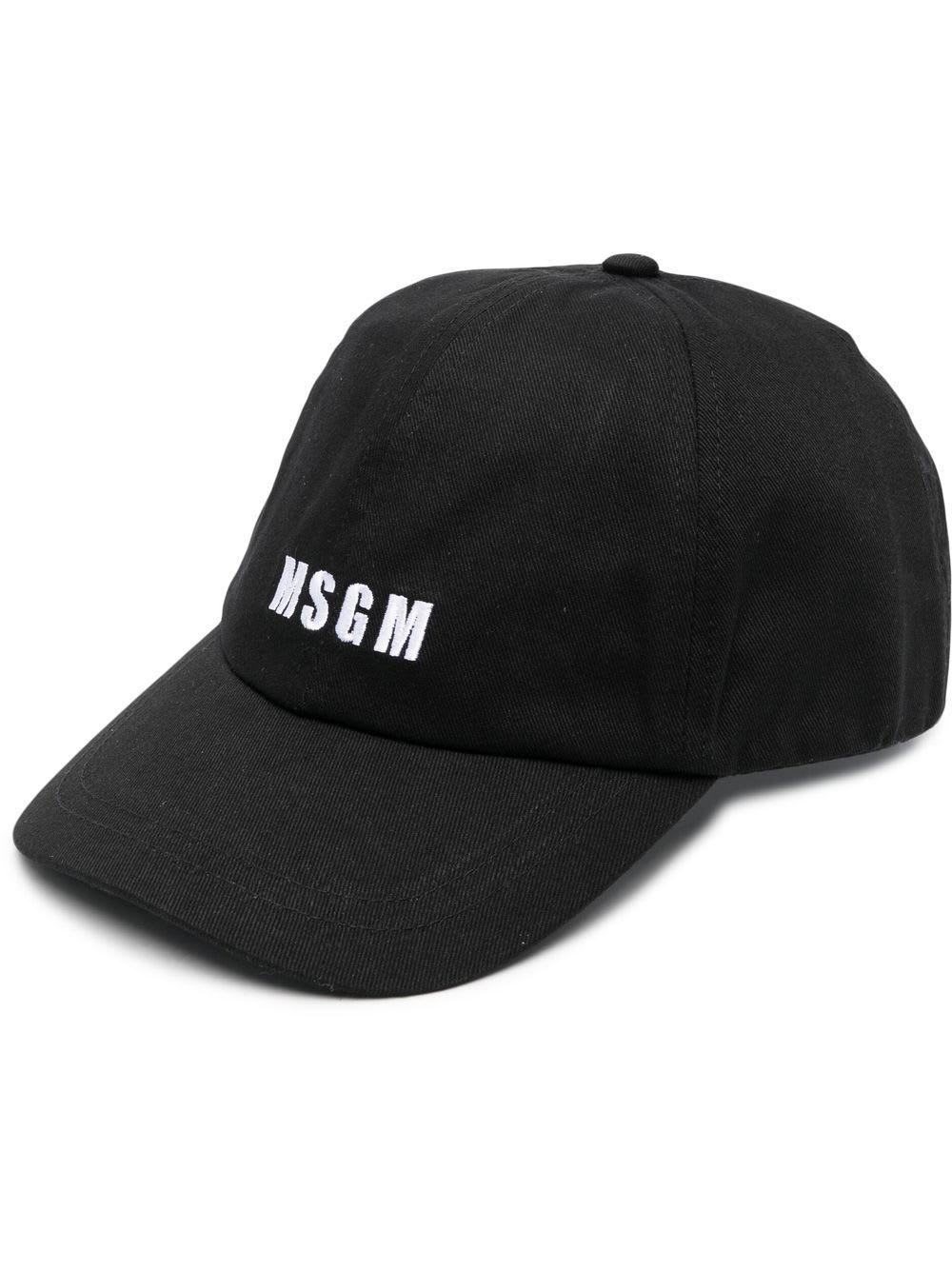MSGM Kids Black Baseball Hat With Embroidered Logo