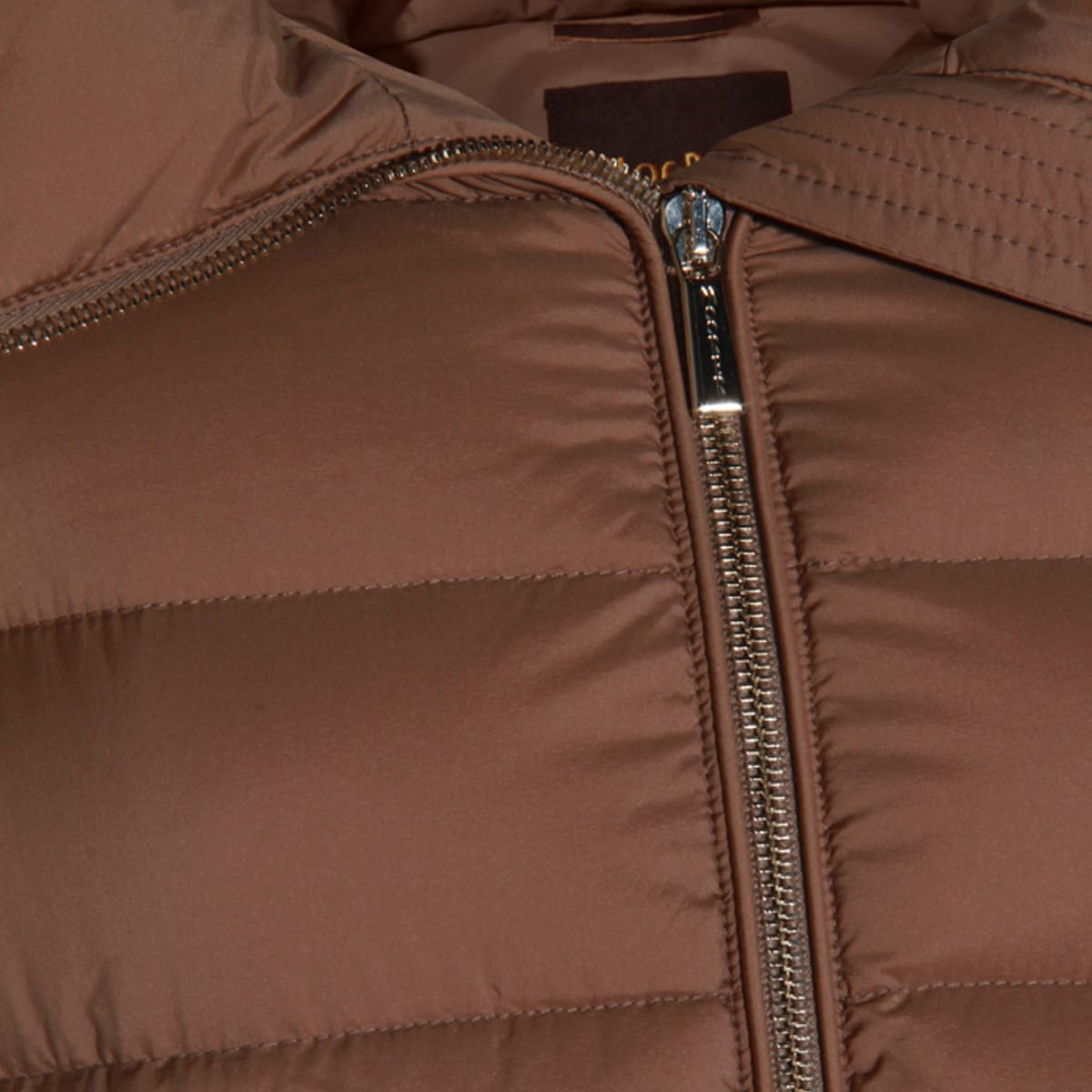 Moorer Puffer Jackets With Hood And Pockets In Brown