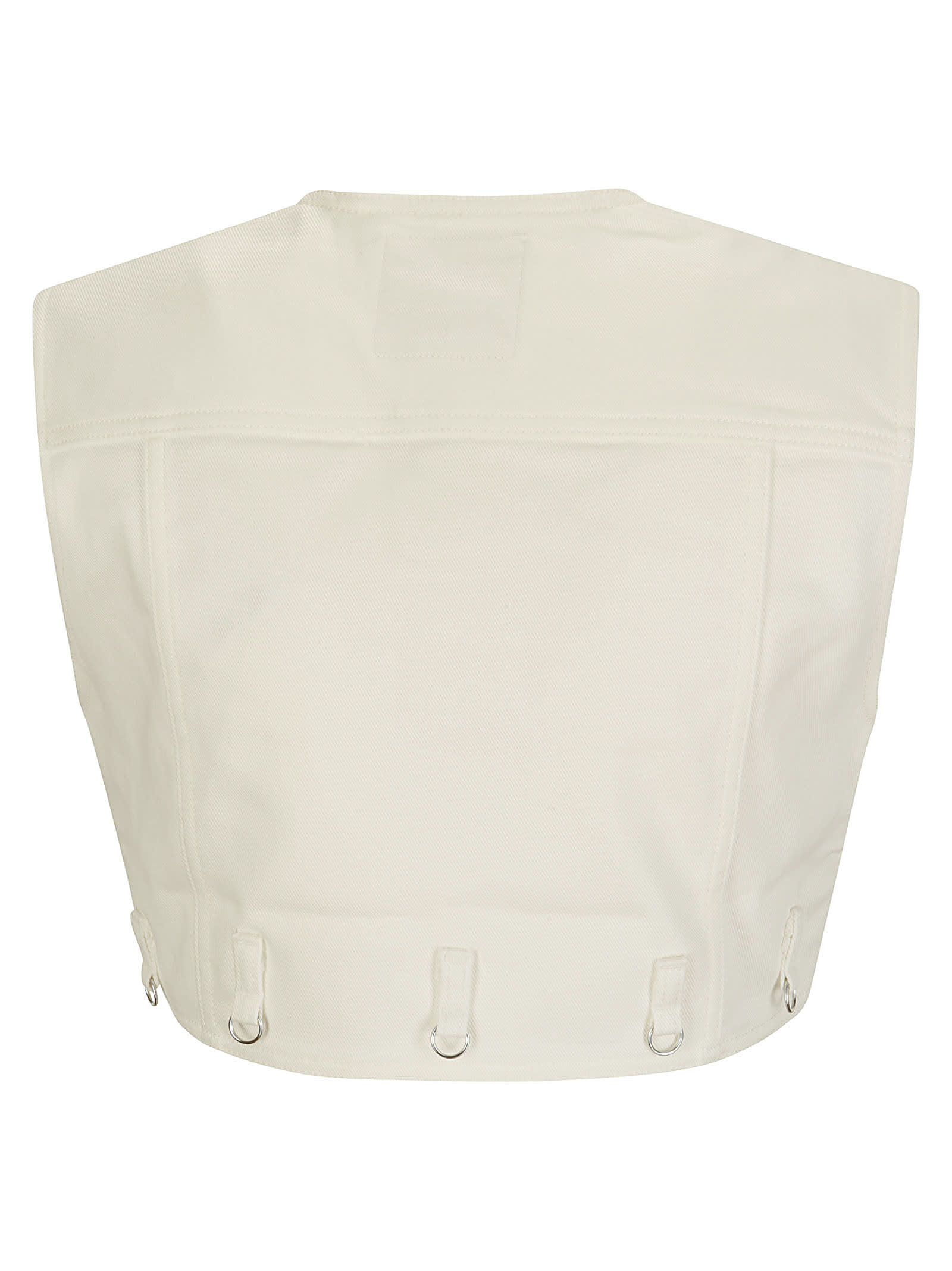 Shop Courrèges Multiflex White Denim Cropped Vest In Heritage White