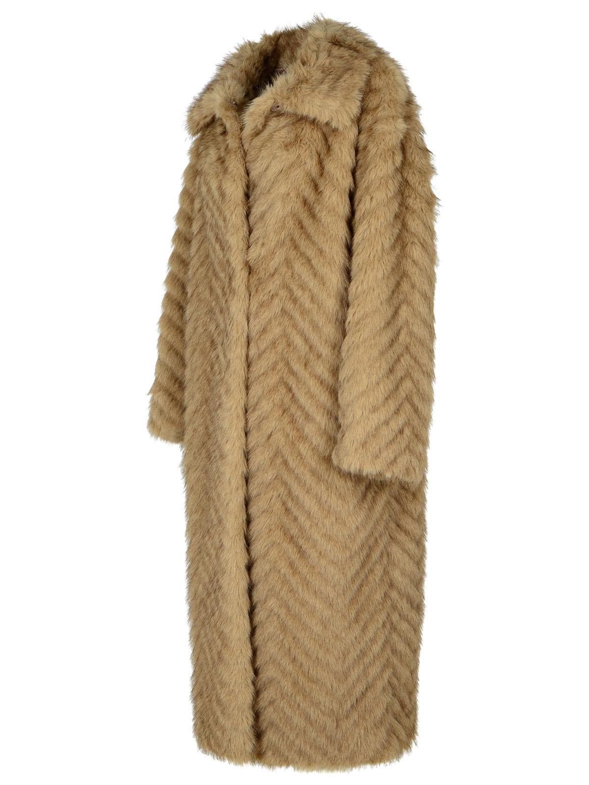 Shop Stand Studio Wynther Brown Faux Fur Coat In Beige