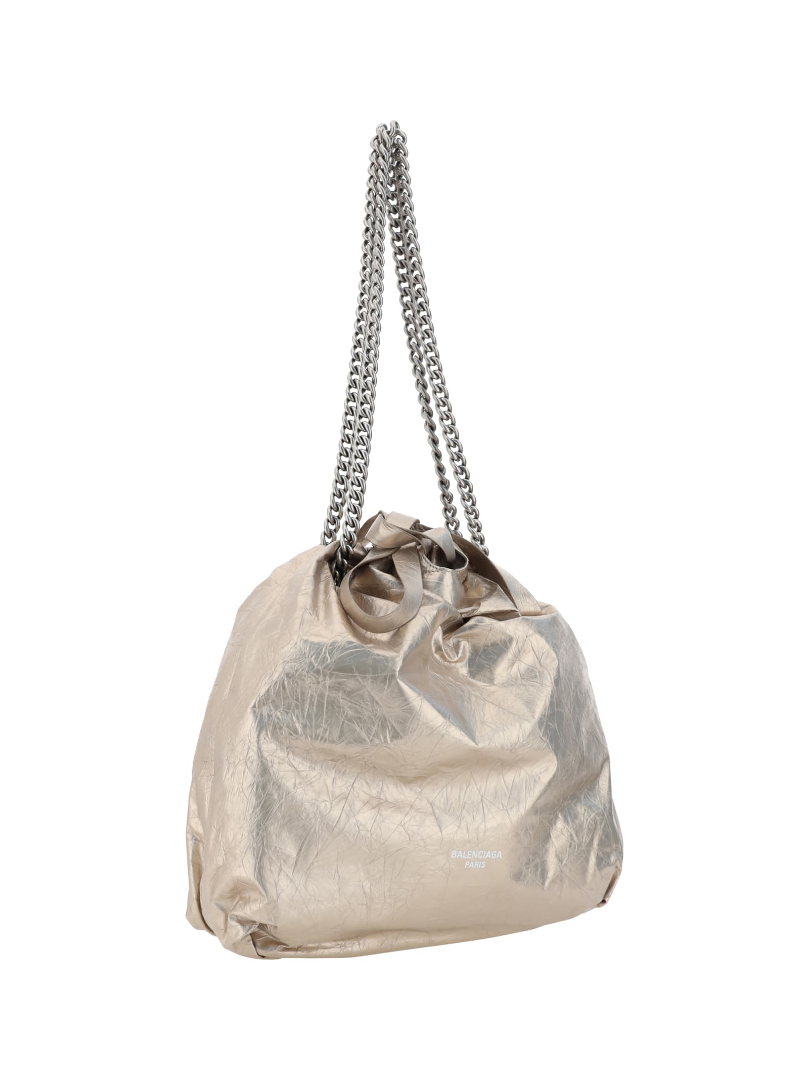 Shop Balenciaga Crush Tote Bucket Bag In Stone Beige