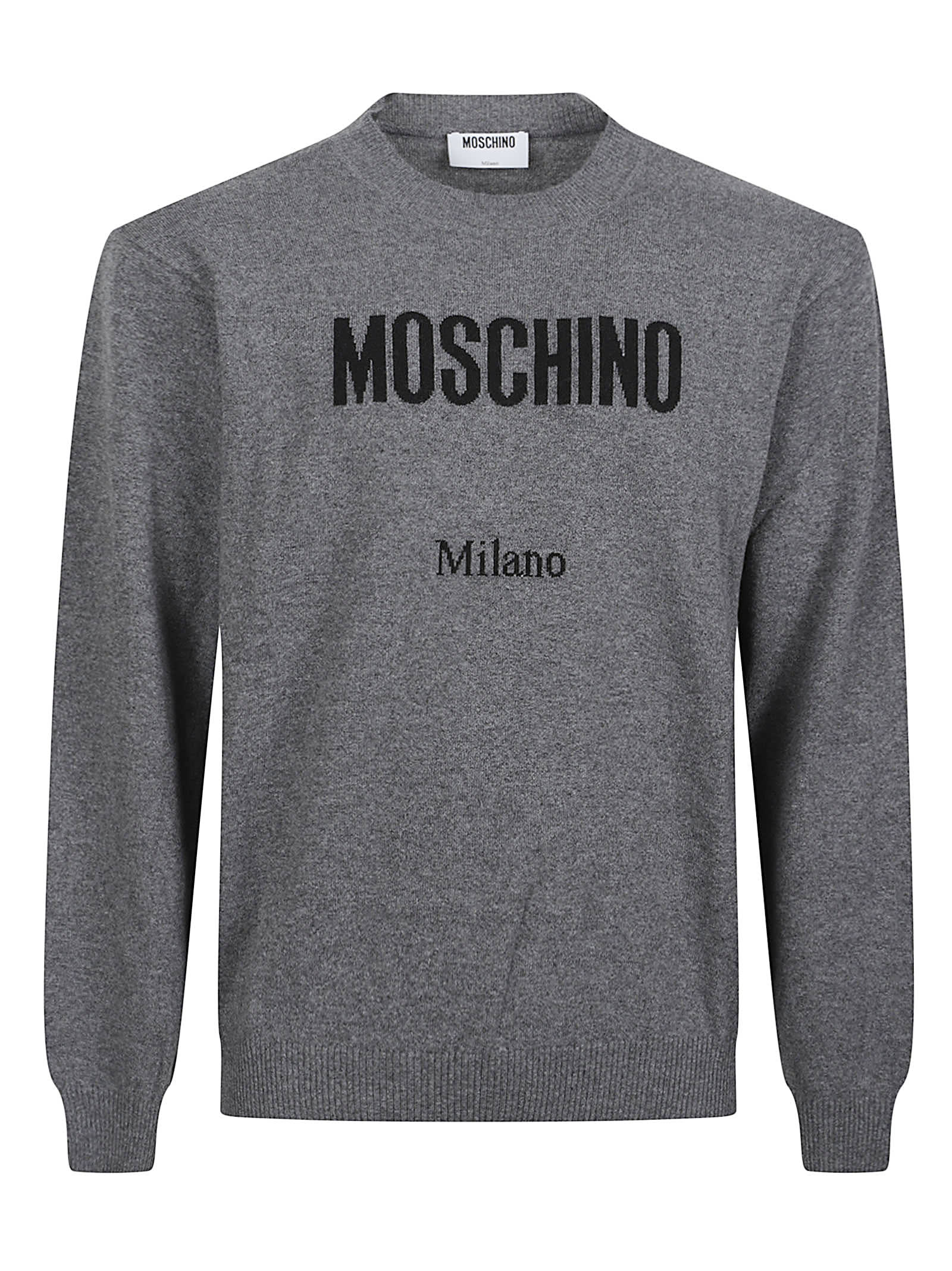 Moschino Print Logo Sweater In Gray