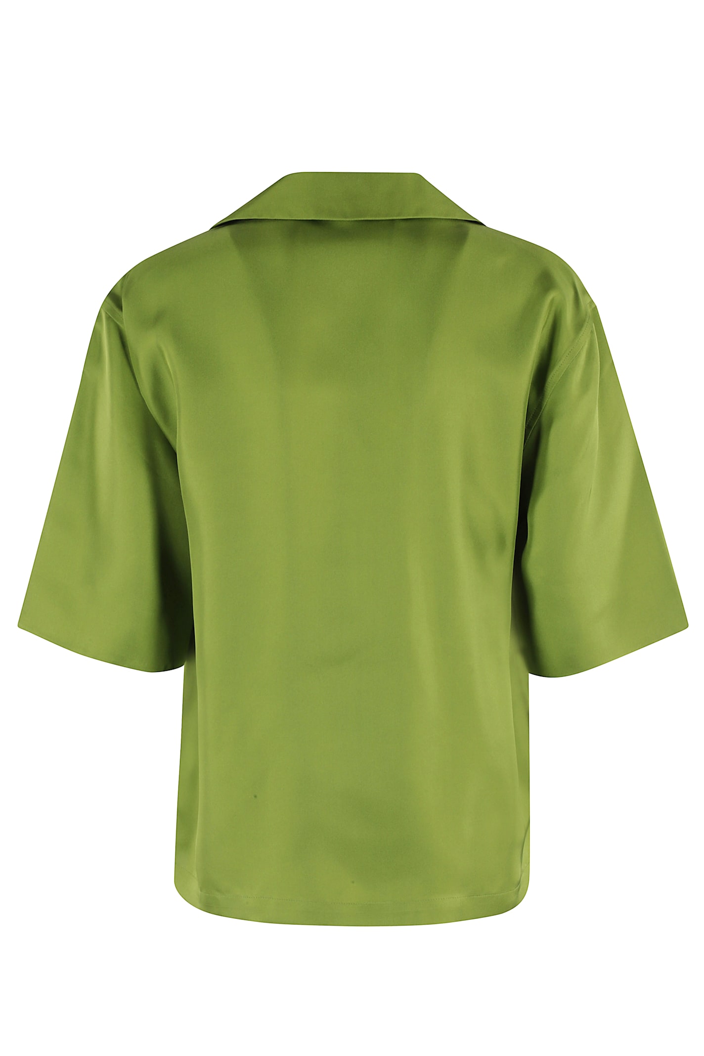 Rohe Camp Collar Silk Shirt Garden Green In Garden Green