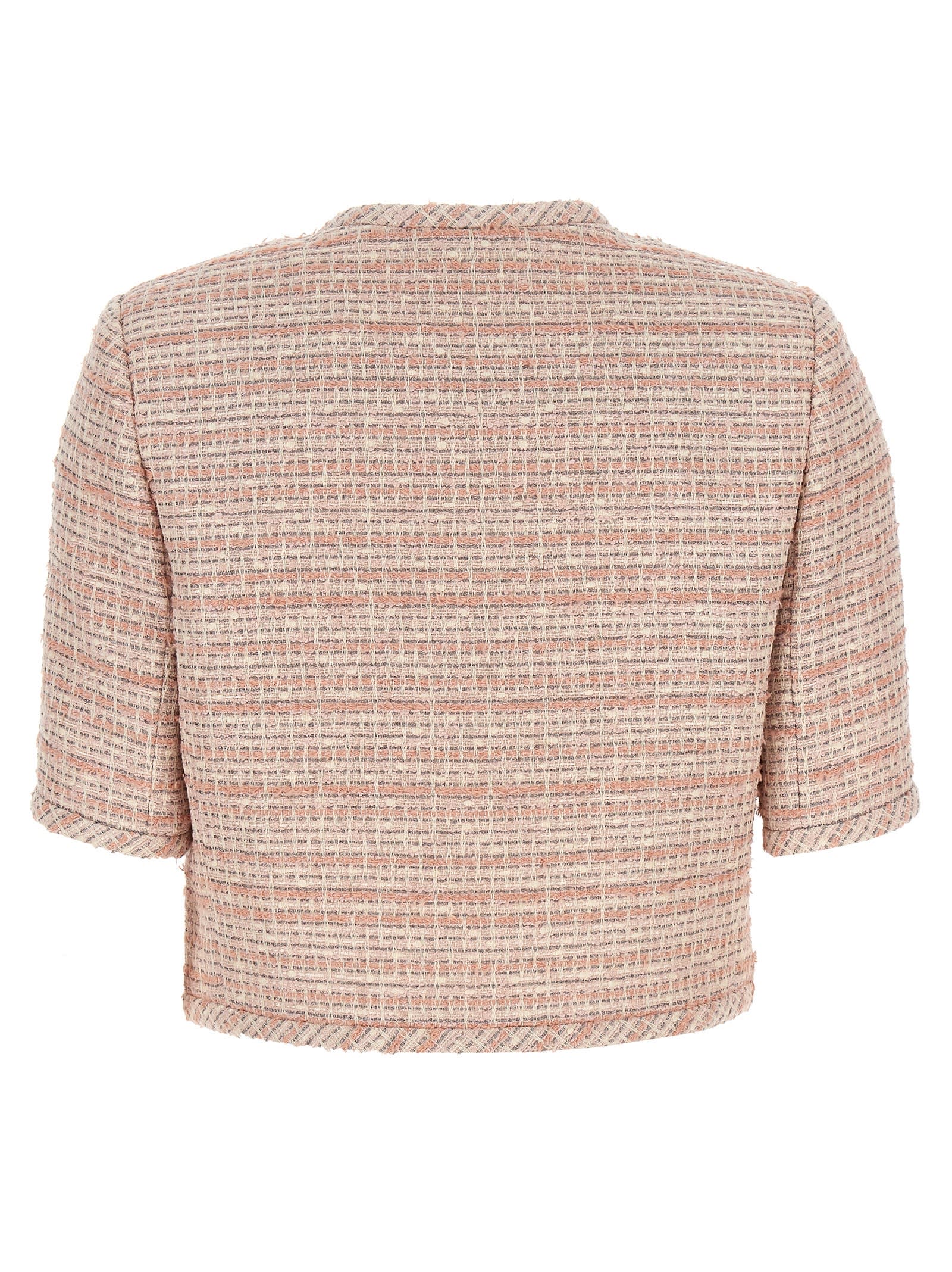 Shop Versace Medusa 95 Short Tweed Jacket In Pink