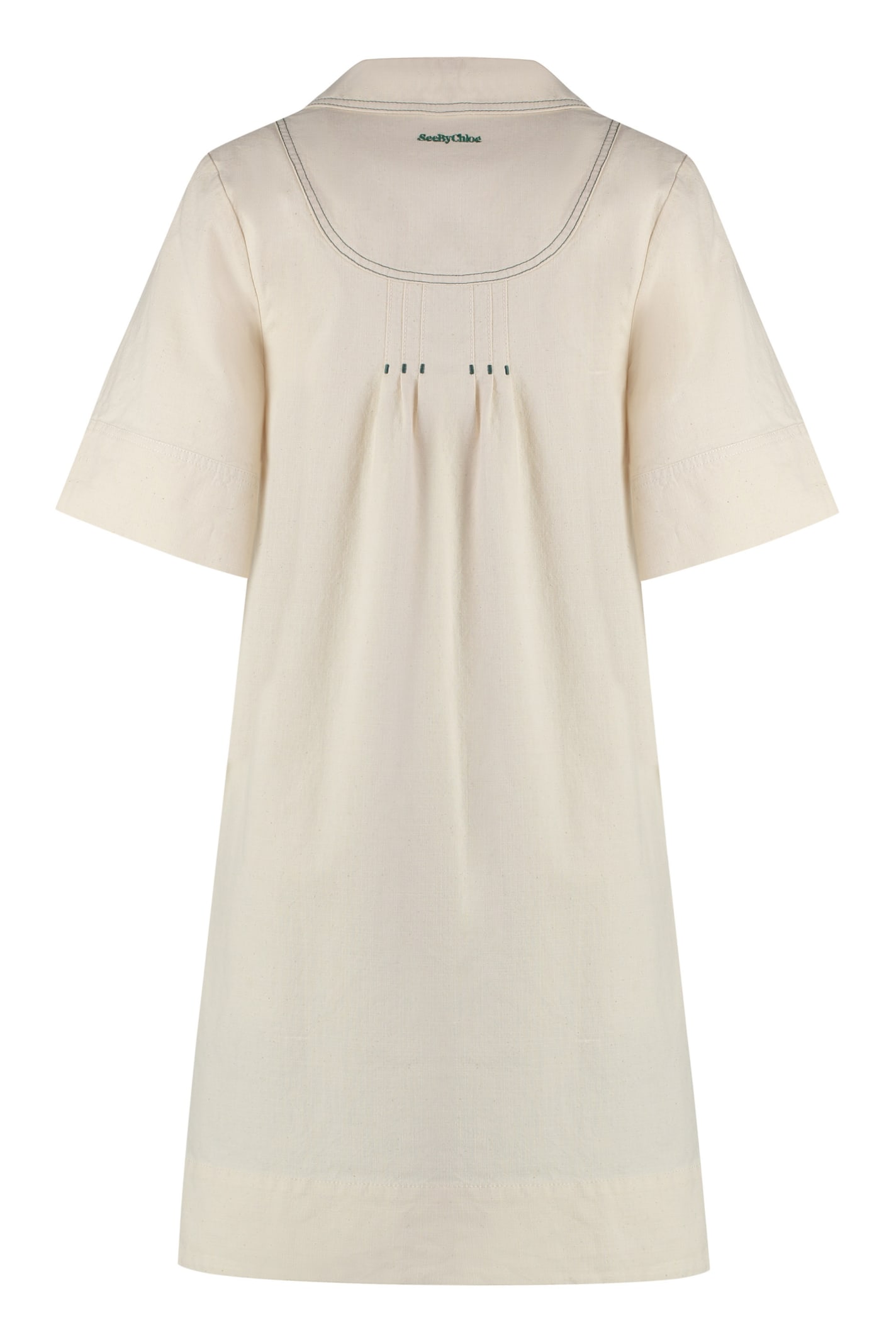 Shop See By Chloé Cotton Mini-dress In Beige