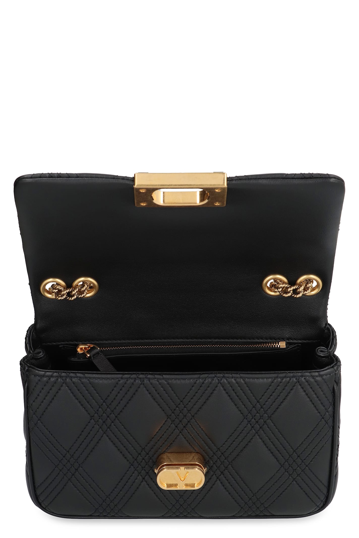Valentino Garavani Garavani Quiltie 67 Small Shoulder Bag In Quilted Nappa Leather Woman Black Uni In Black