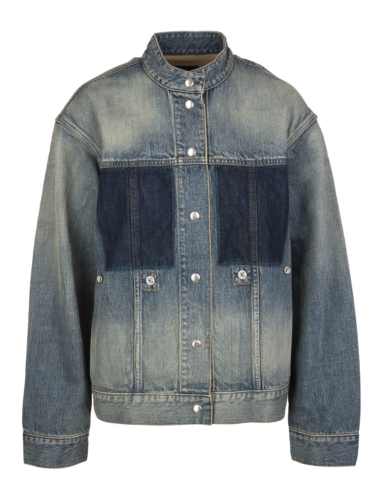 Givenchy Woman Light Denim Jacket With Side Buttons For Structured Cut
