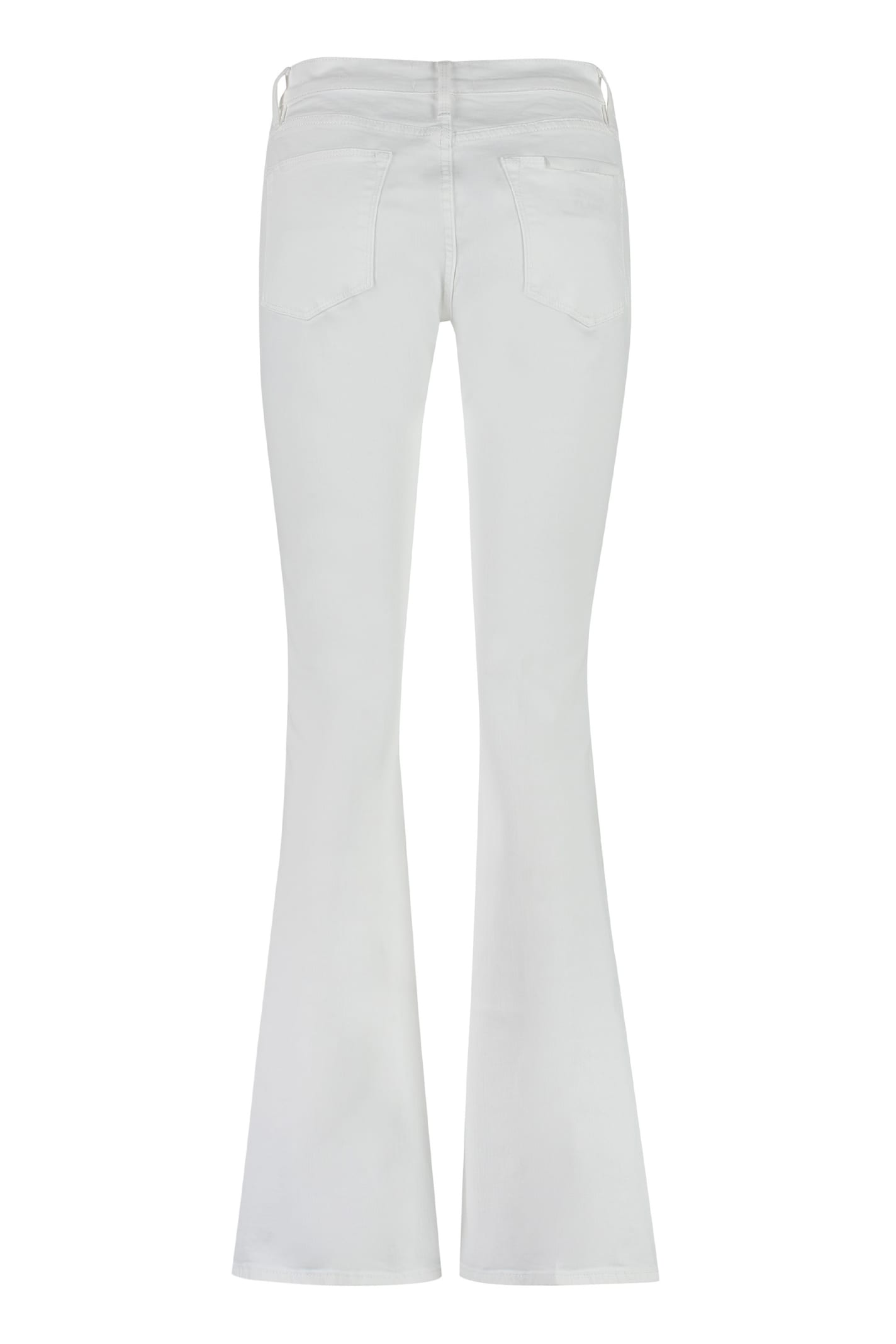 Shop Frame High-rise Flared Jeans In Blanc