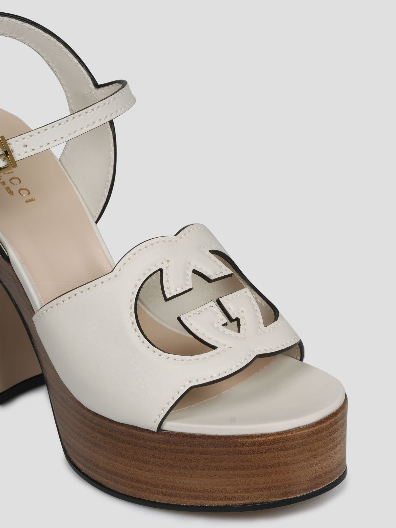 Shop Gucci Interlocking G Sandal In White