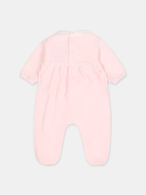 Shop Little Bear Printed Romper In Pink