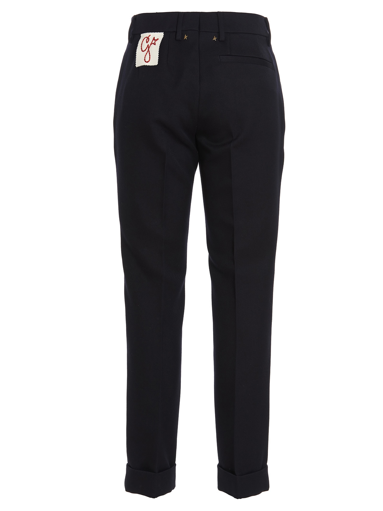 Shop Golden Goose Logo Trousers In Dark Blue