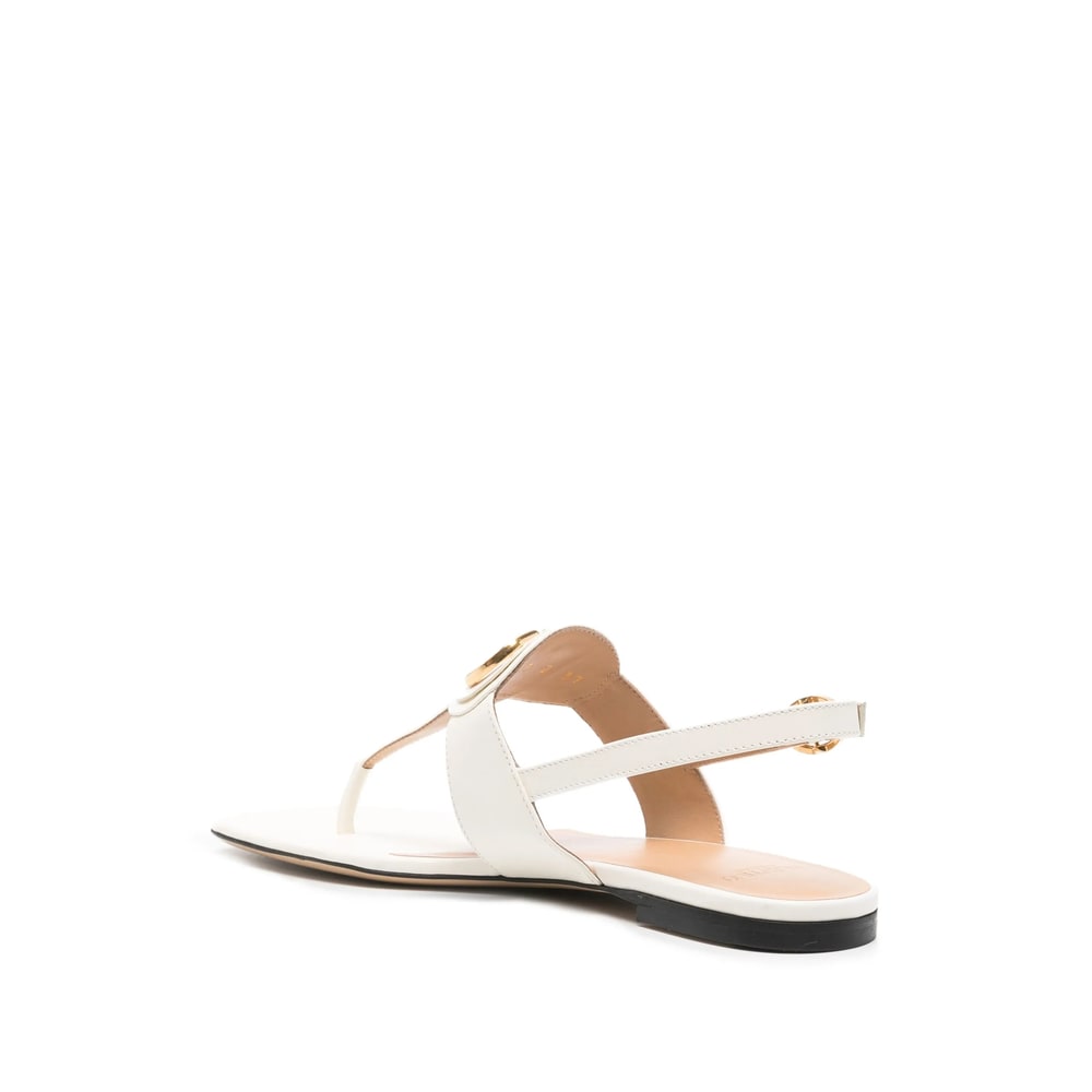 Valentino Vlogo Signature Thong Sandals Flat Sole In White