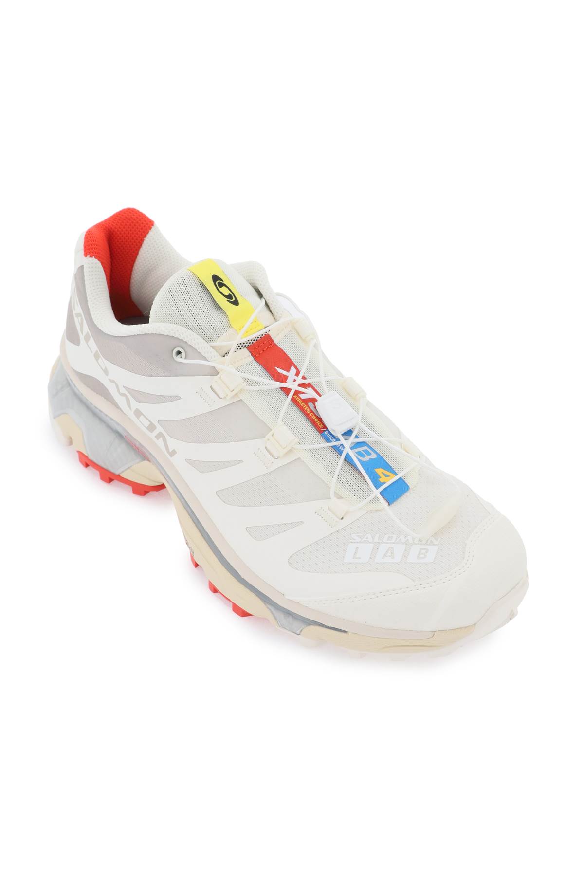 Shop Salomon Xt-4 Og Sneakers In Vanilla Ice Fiery Red White (white)