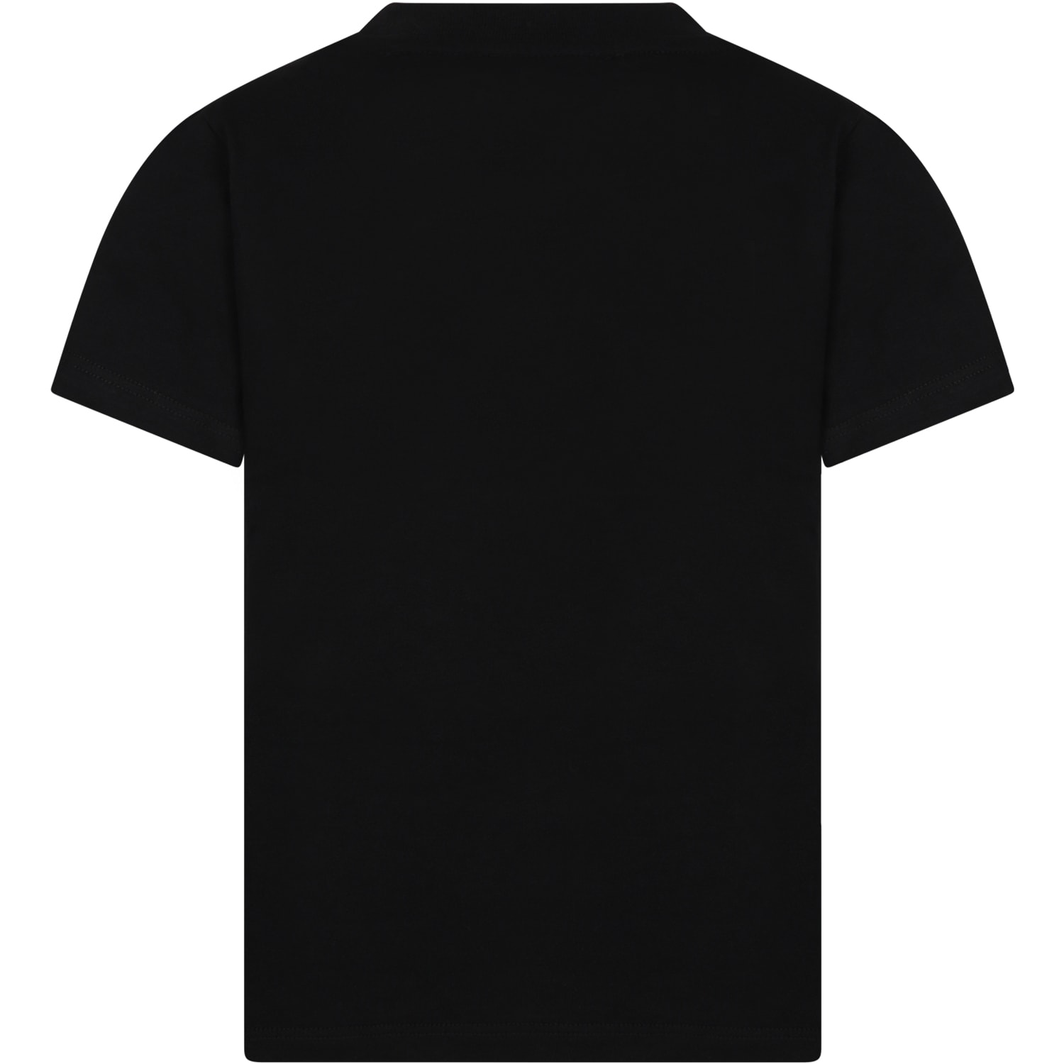 Balmain Black T-shirt With Iconic Metallic Logo For Girl In Black