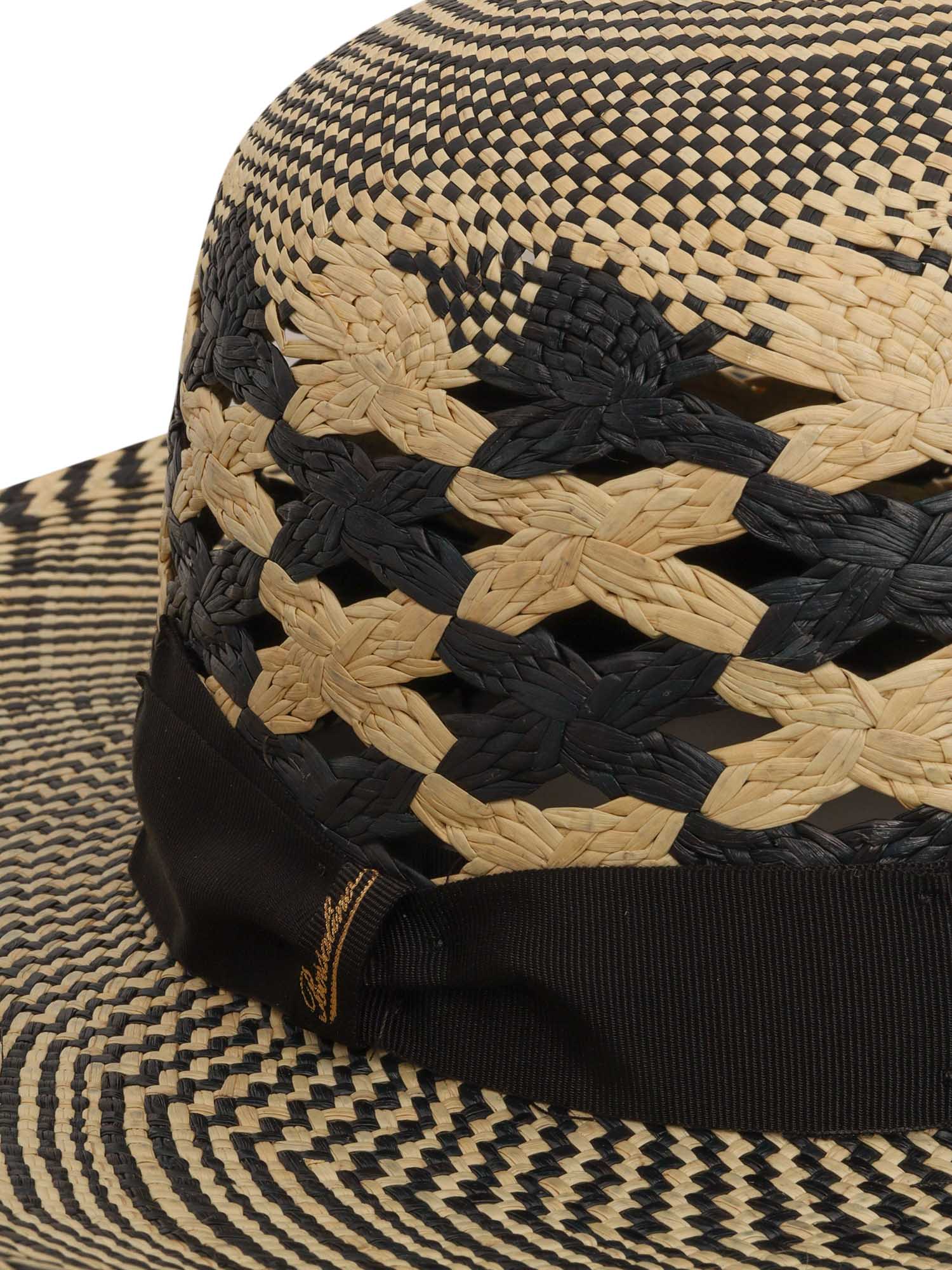 Shop Borsalino Patterned Panama Hat In Black