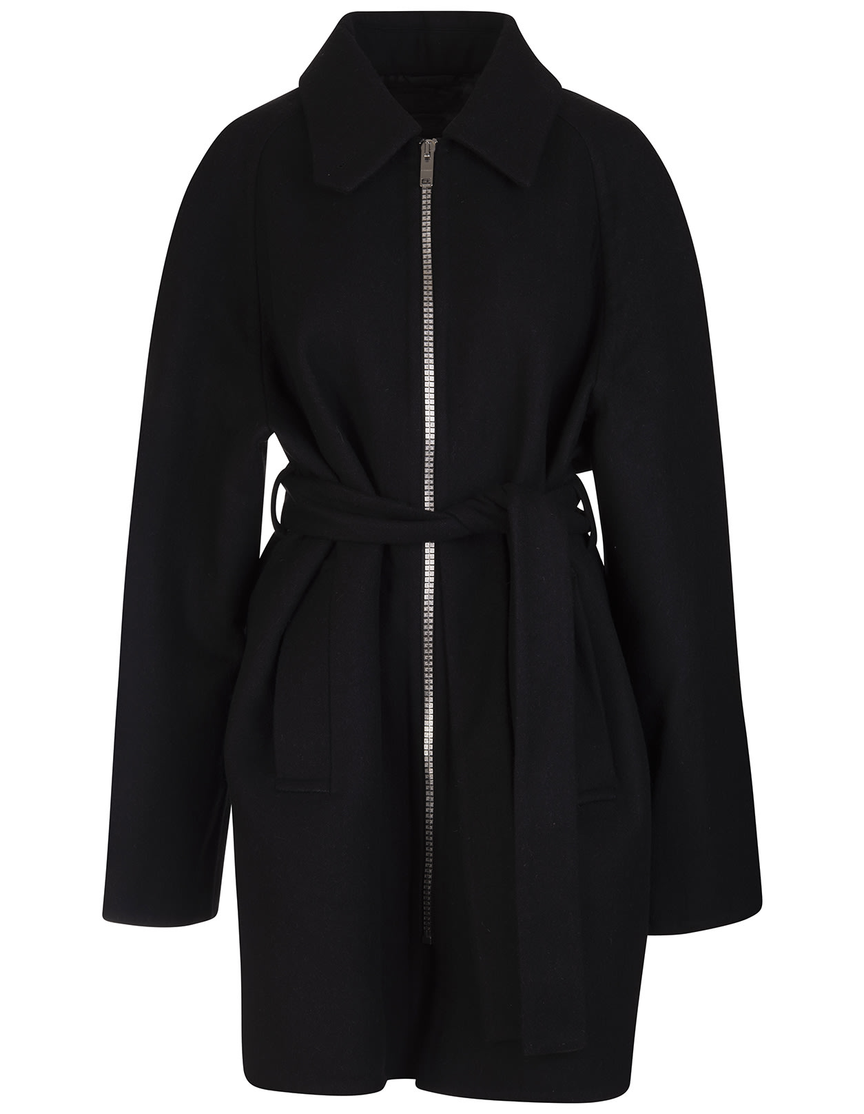 Givenchy Woman Black Midi Coat With Internal 4g Motif