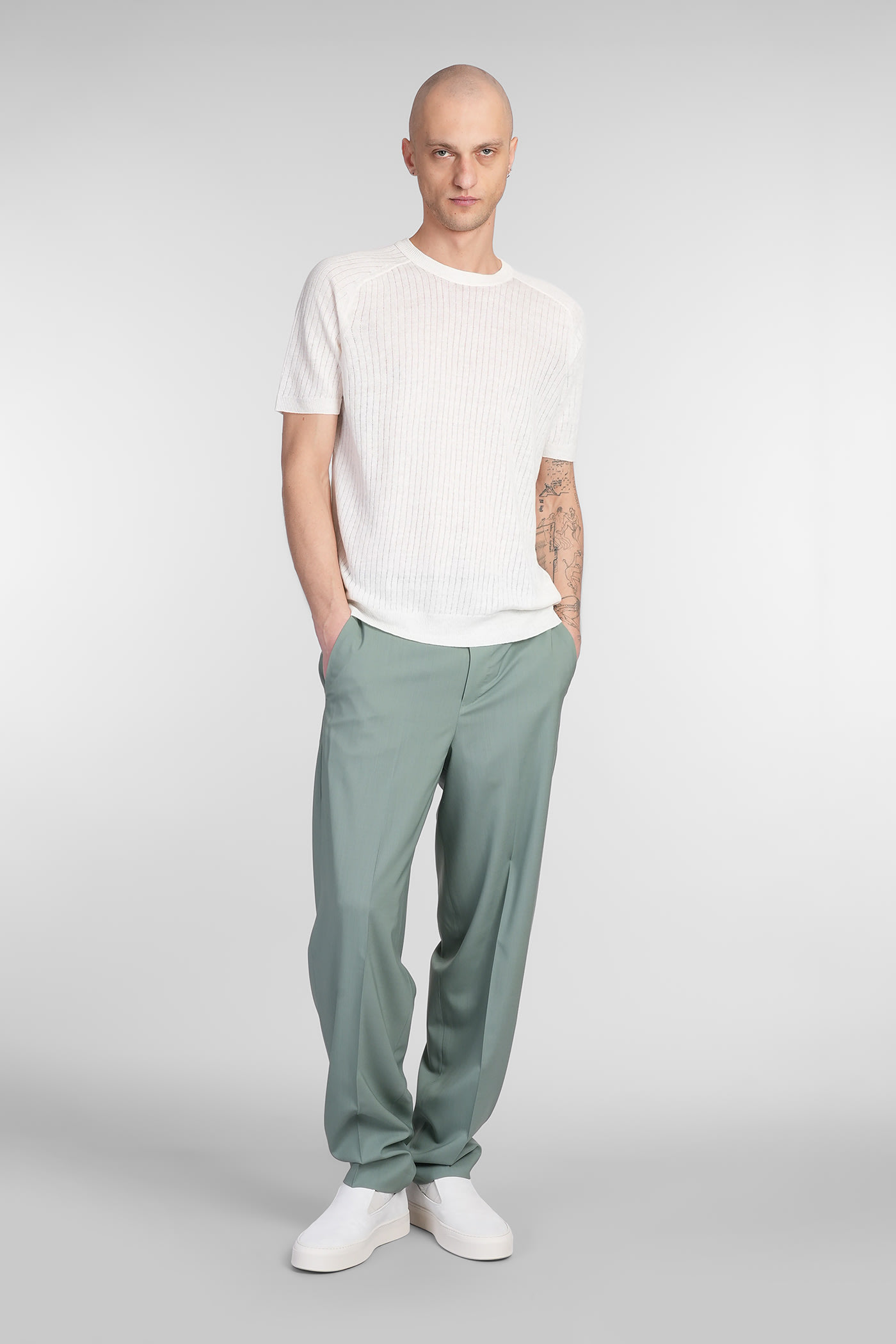 Pt Torino Zi56 Pants In Green Wool In Green