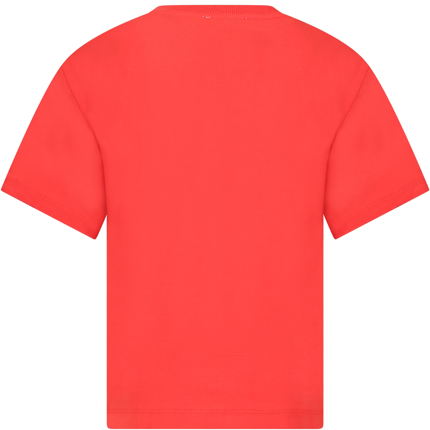 Shop Moschino Red T-shirt For Kids With Logo And Teddy Bear