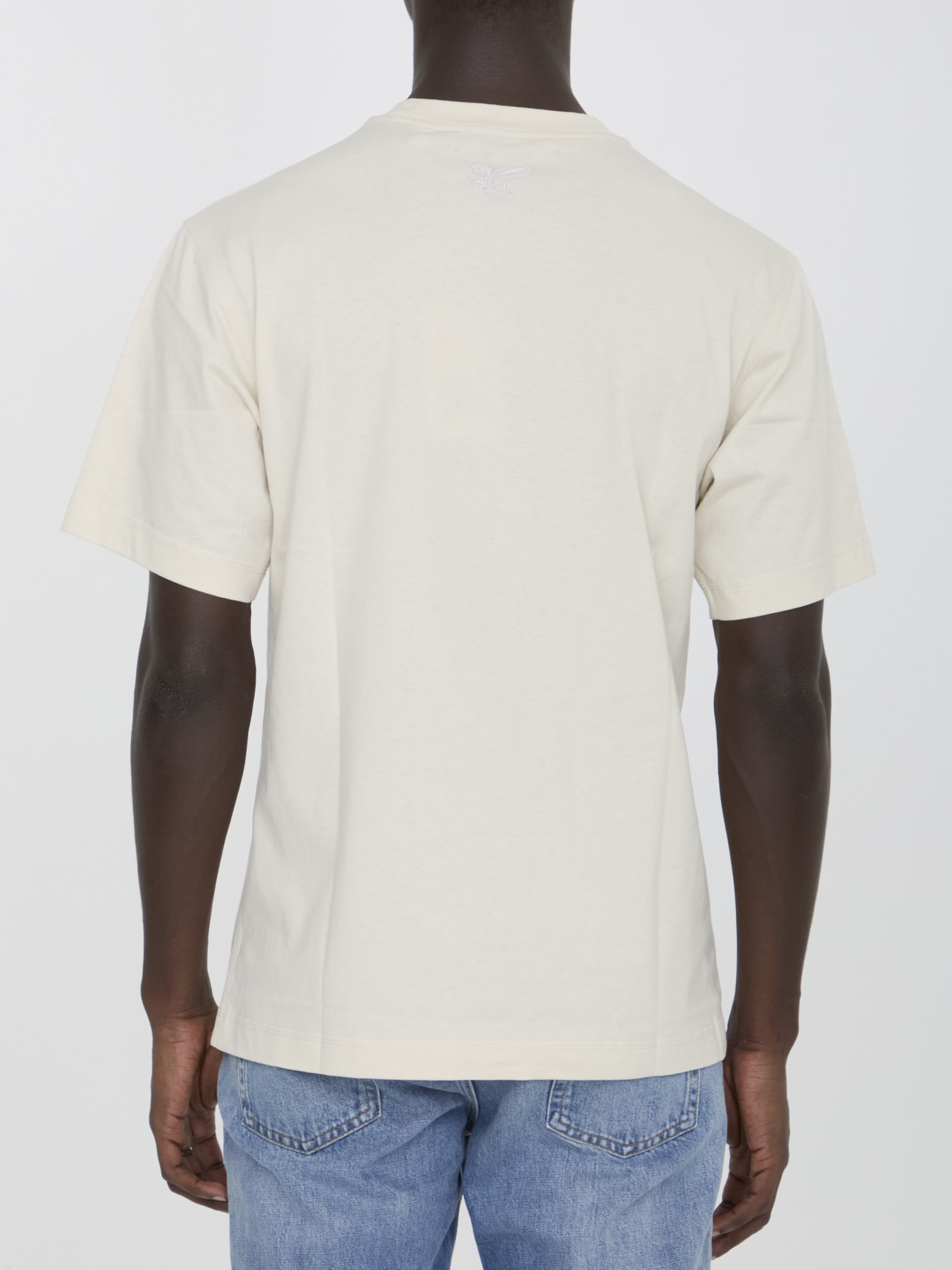 Shop Burberry Paisley Logo T-shirt In Cream