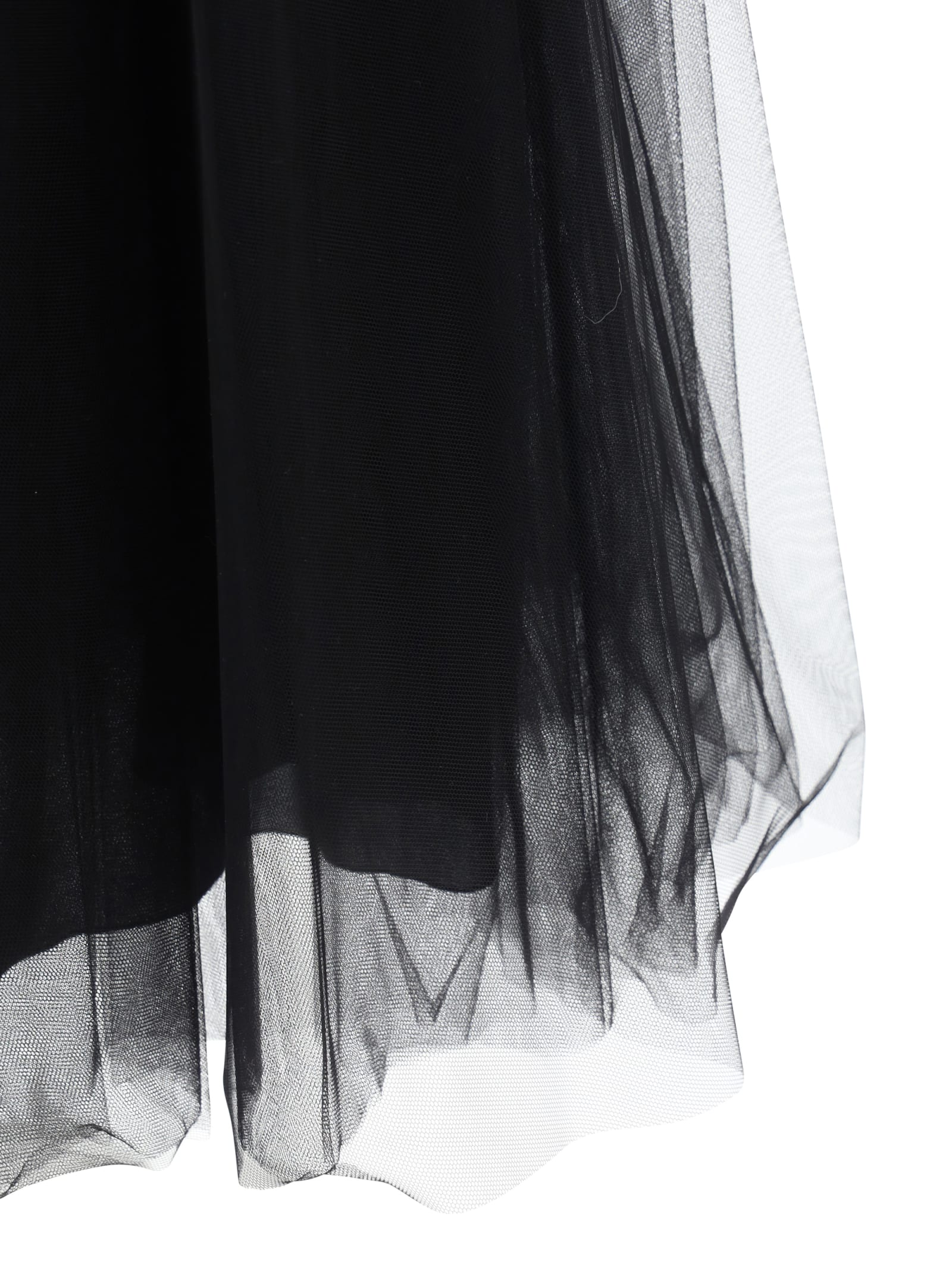 Fabiana Filippi Maxi Skirt With Tulle Overlay And Elastic Waistband In Nero