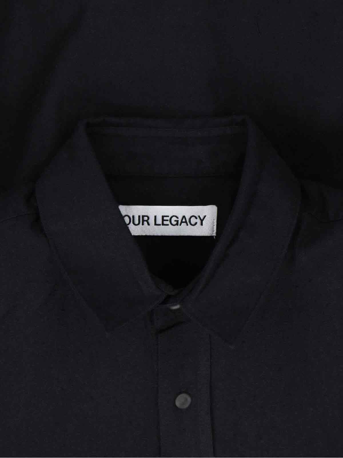 Our Legacy Classic Black Silk Shirt With Contrasting Button Closure In Black