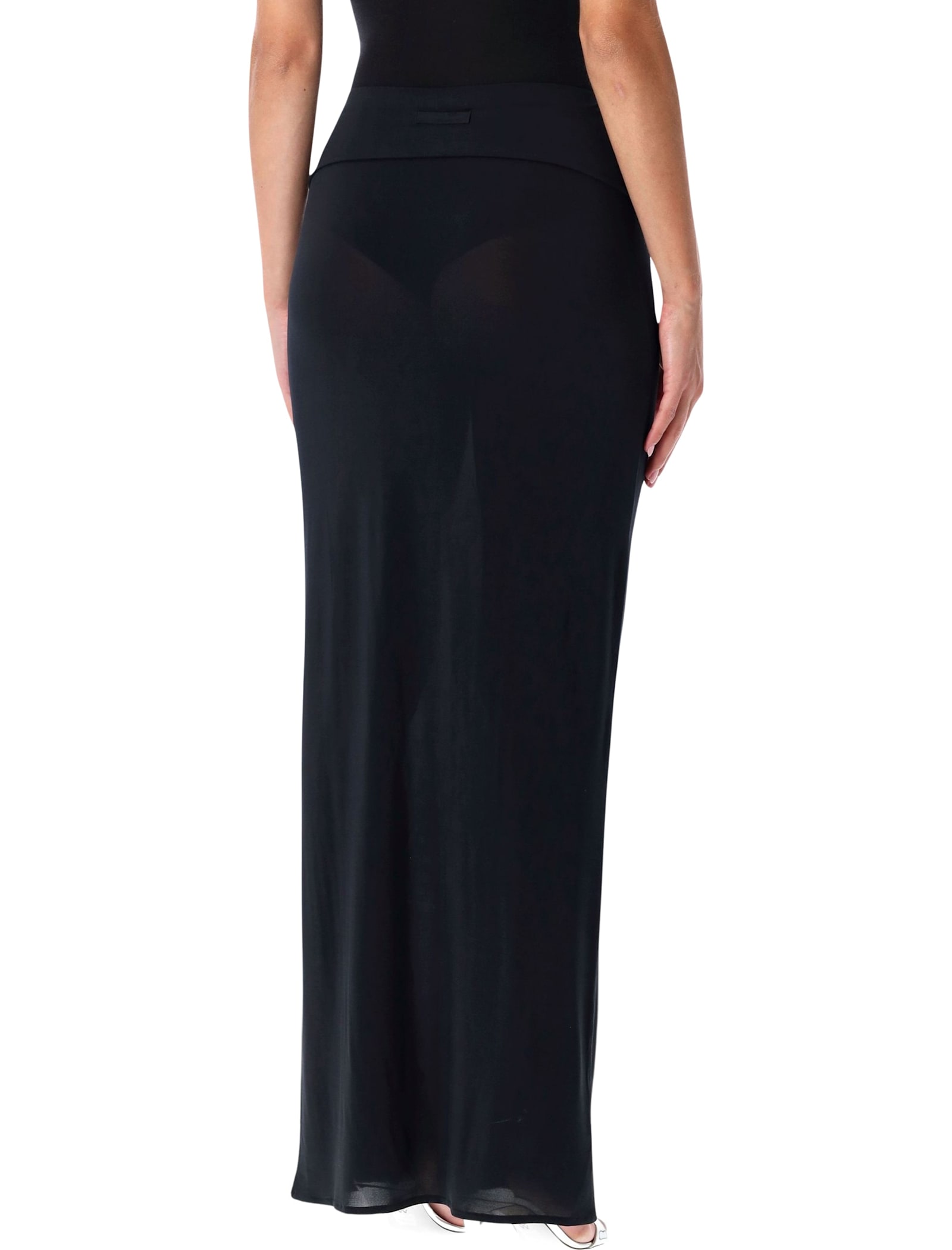 Jean Paul Gaultier Long Sheer Skirt With Lingerie Details In Black