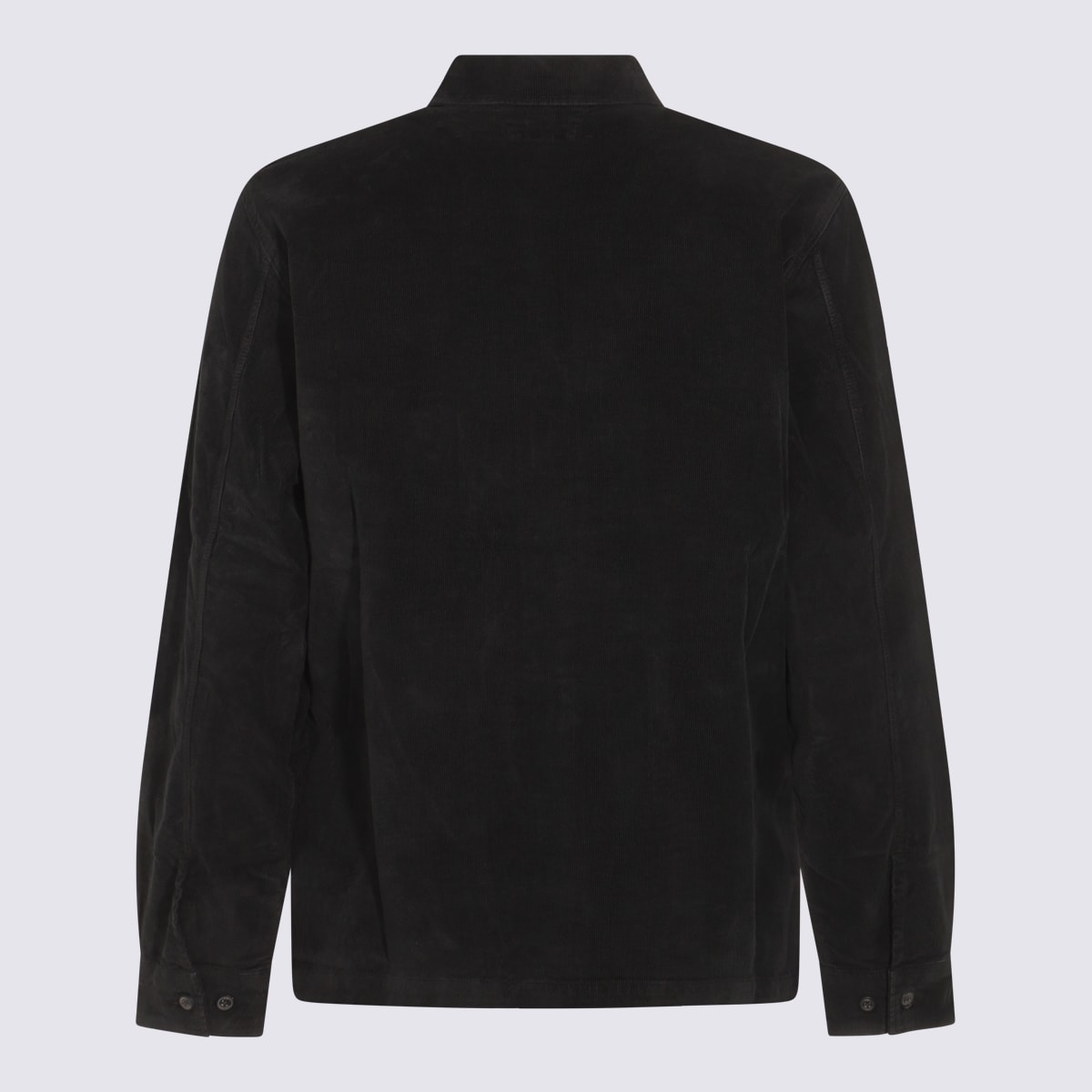 C.p. Company Textured Corduroy Overshirt With Pointed Collar In Black