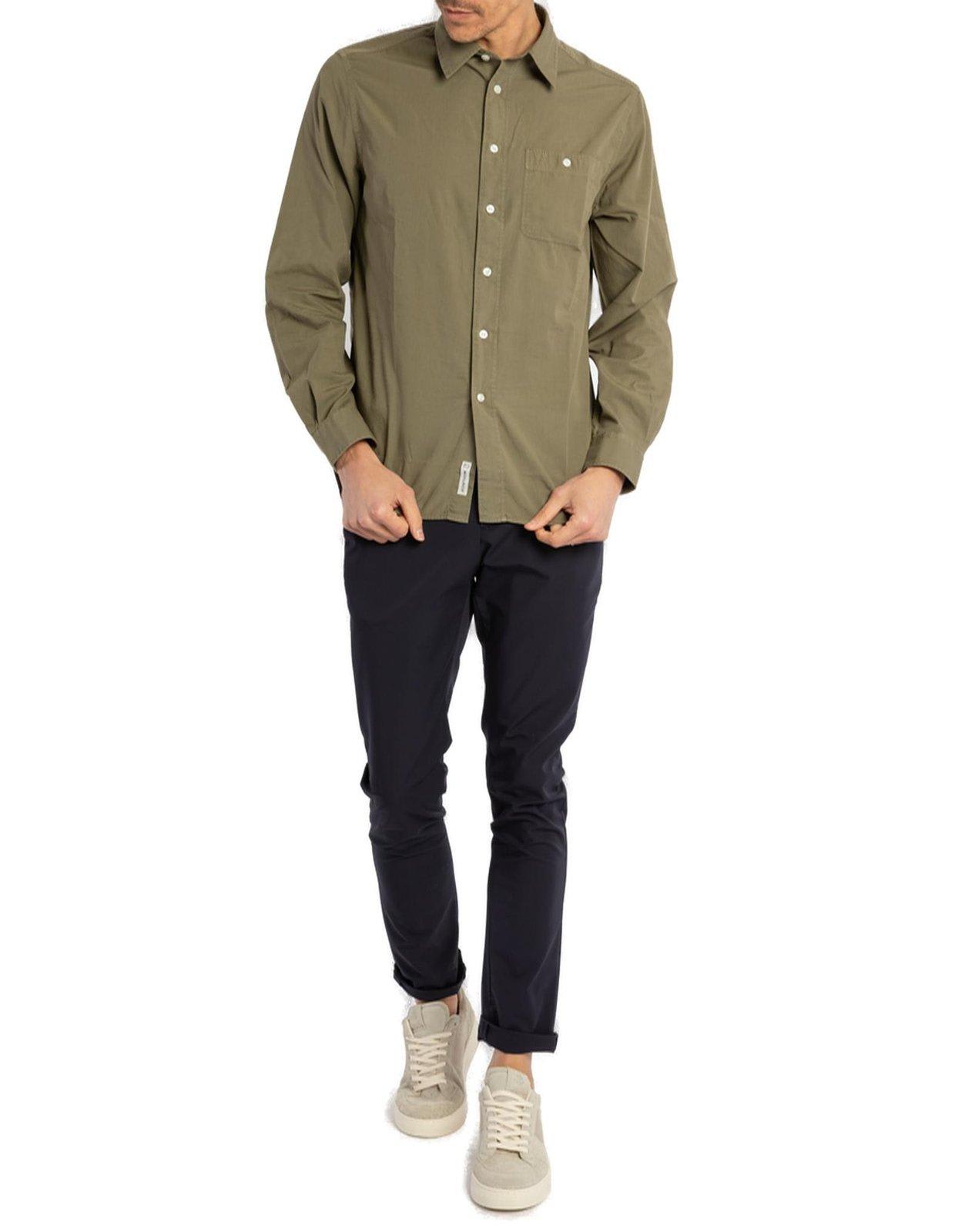 Woolrich Buttoned Long-sleeved Shirt In Green