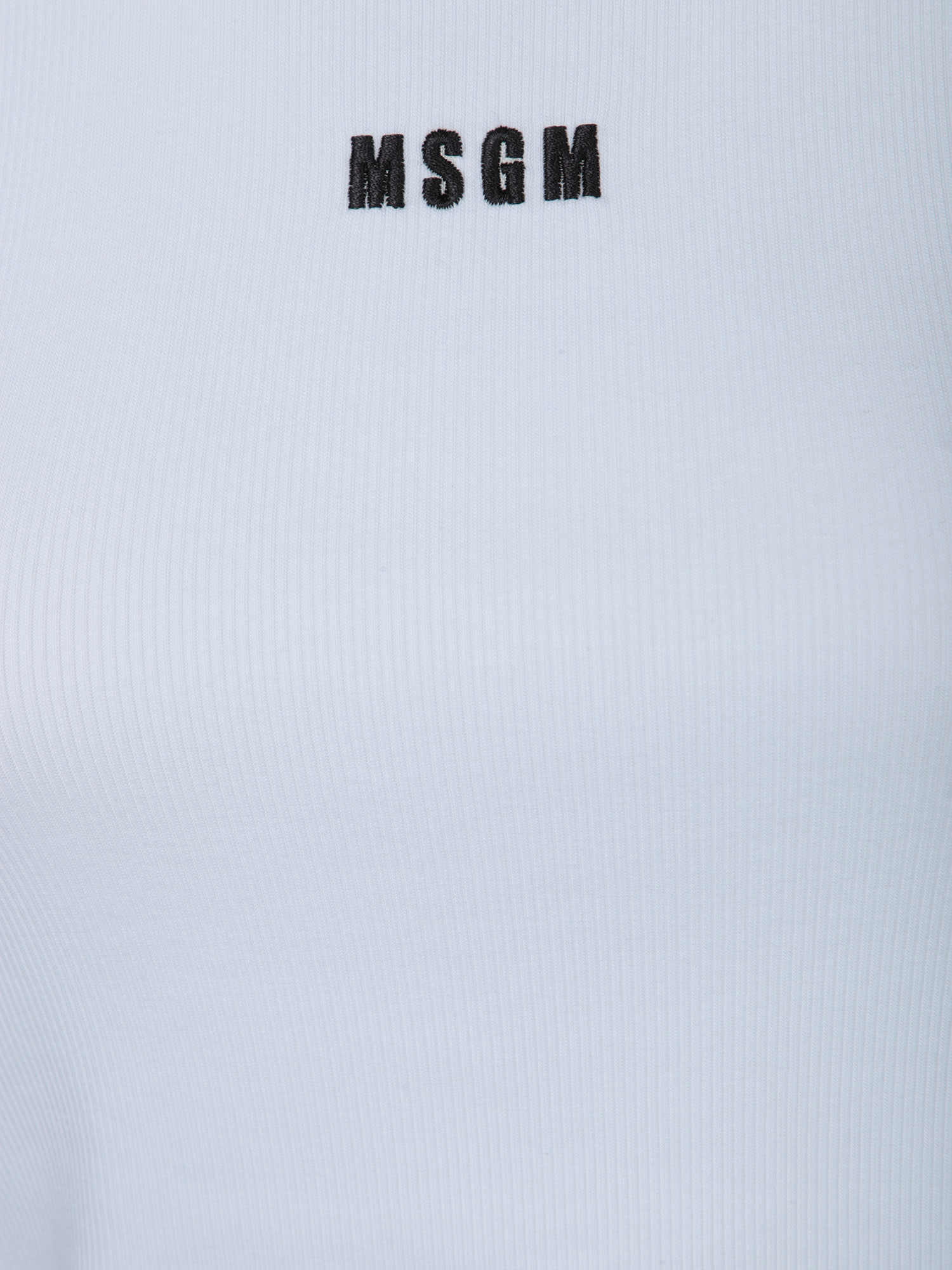 Msgm Logo Racerback Ribbed Slim Fit Tops In White