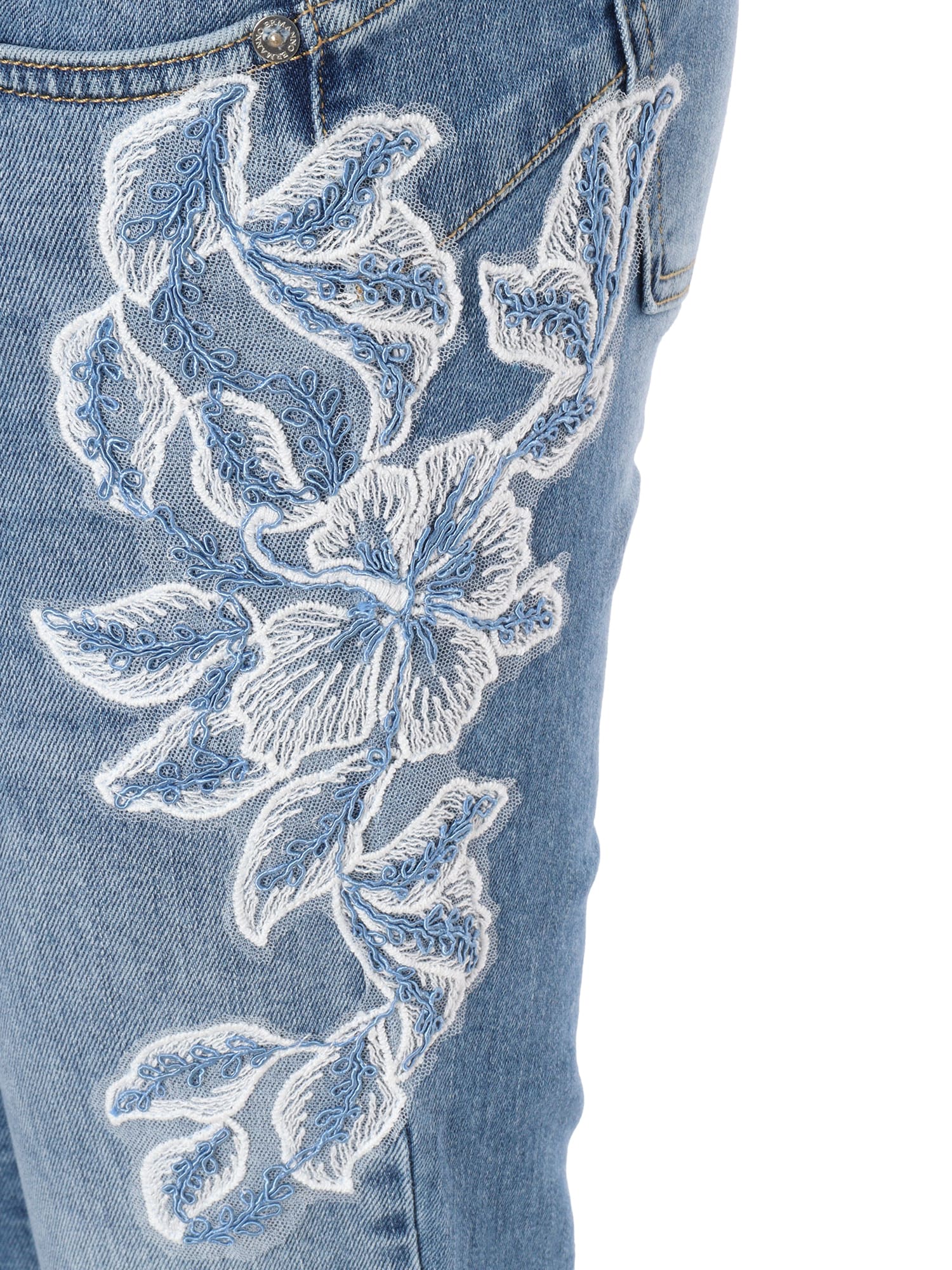 Shop Ermanno Ermanno Scervino Jeans With Lace In Blue