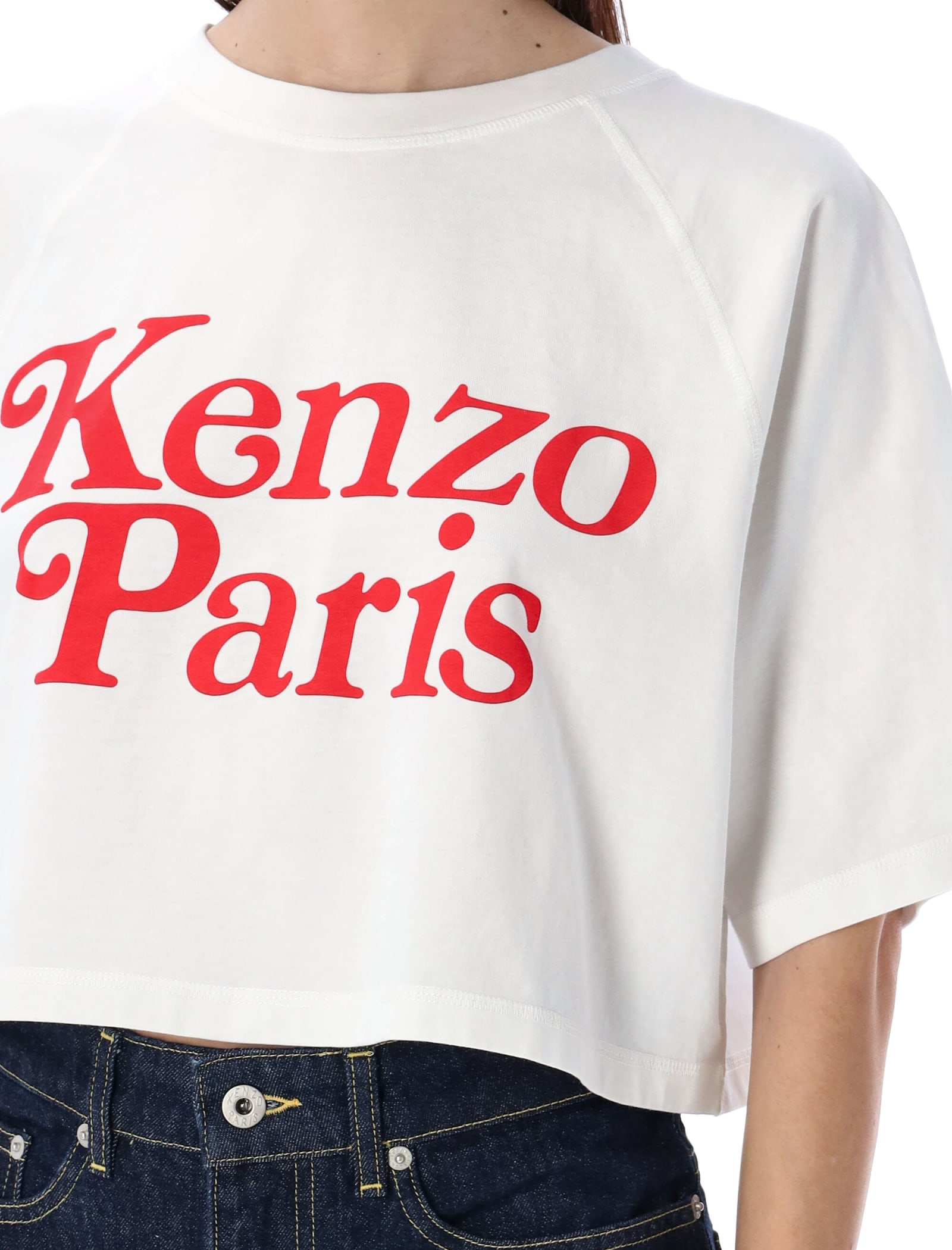 Shop Kenzo By Verdy Cropped T-shirt In Off White