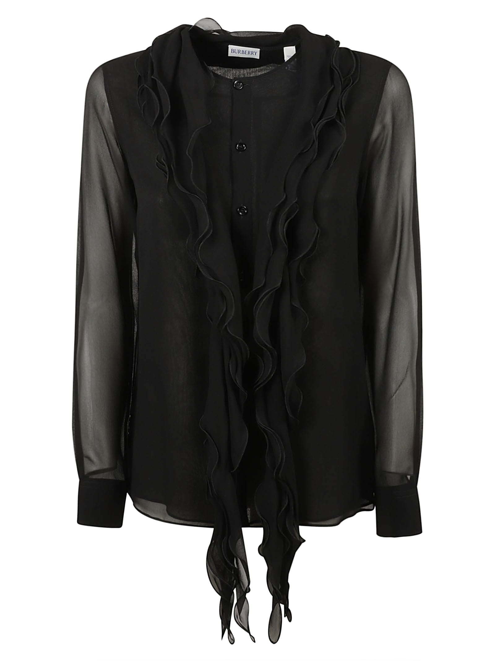 Burberry Lightweight Black Shirt With Sheer Design In Black