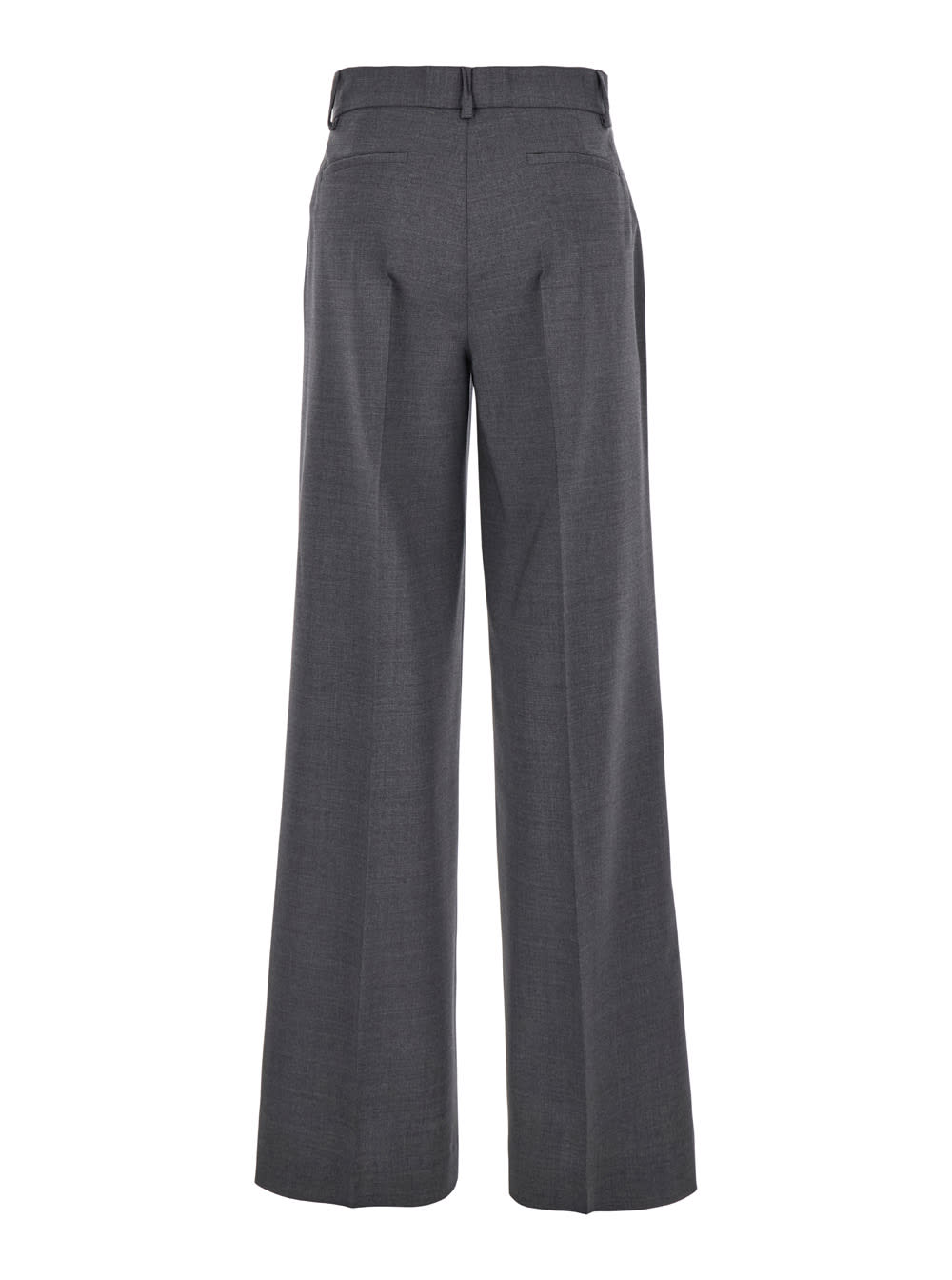 Shop P.a.r.o.s.h Grey High-waisted Tailored Pants With Concealed Closure In Fabric Woman