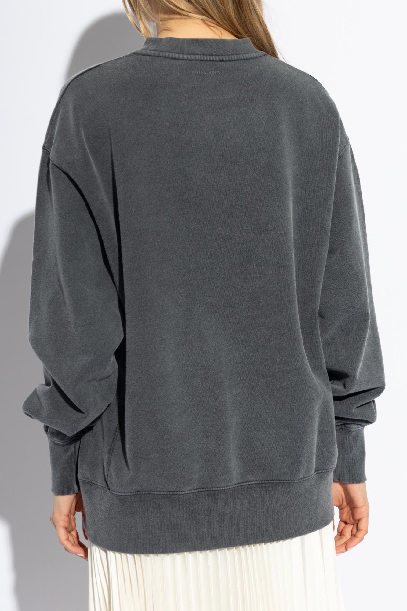 Shop Anine Bing Sweatshirt With Print In Washed Black